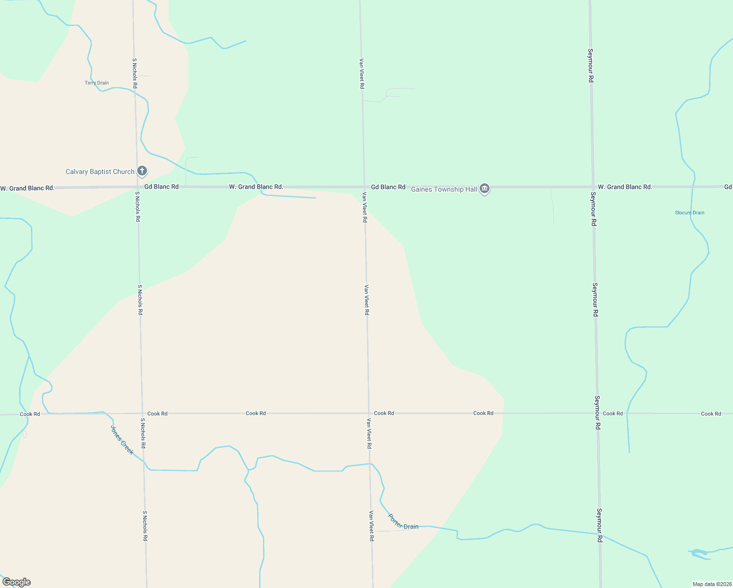 map of restaurants, bars, coffee shops, grocery stores, and more near 8247 Van Vleet Rd in Gaines