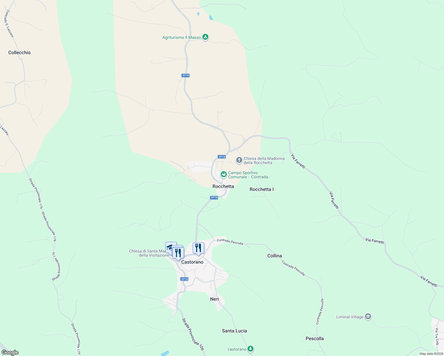 map of restaurants, bars, coffee shops, grocery stores, and more near 24 Contrada Palazzi in Provincia di Ascoli Piceno