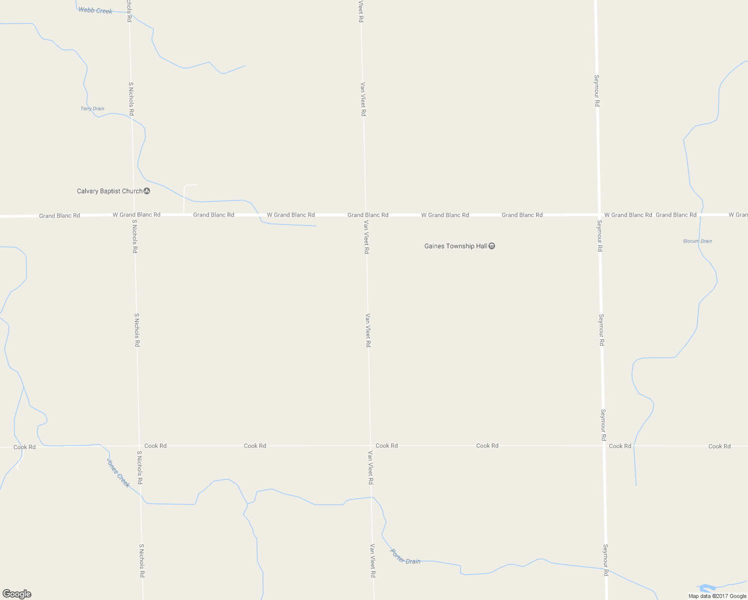map of restaurants, bars, coffee shops, grocery stores, and more near 8191 Van Vleet Road in Gaines