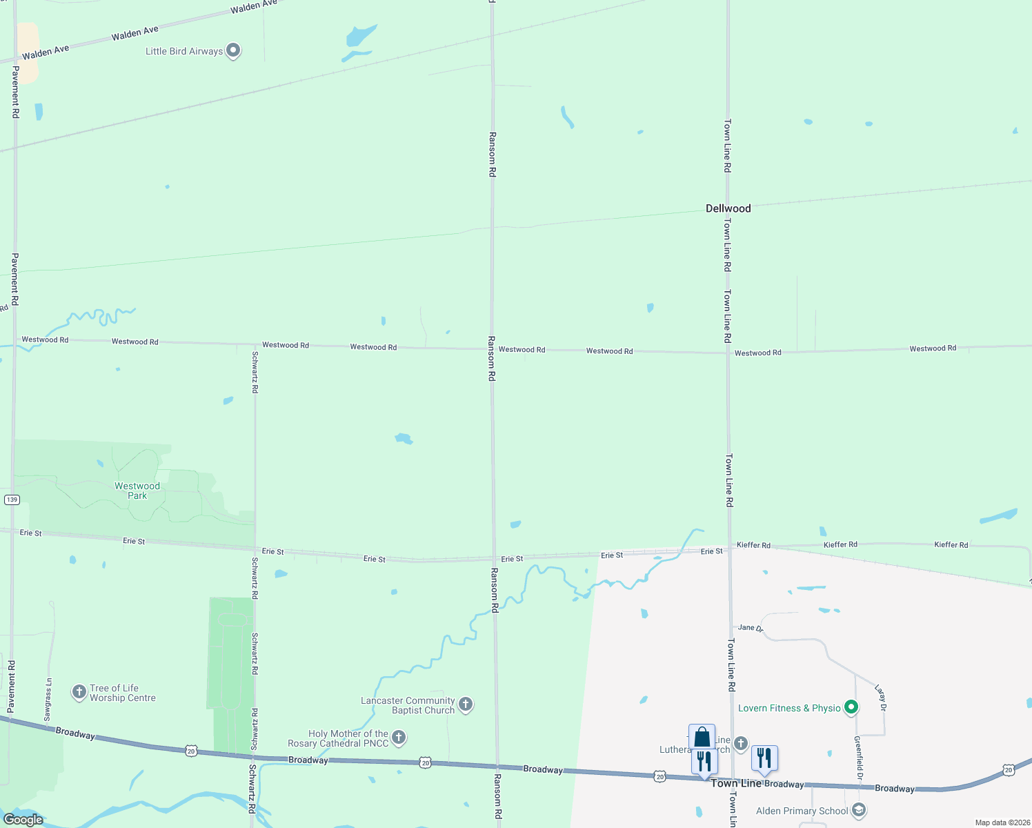 map of restaurants, bars, coffee shops, grocery stores, and more near 723 Ransom Rd in Lancaster