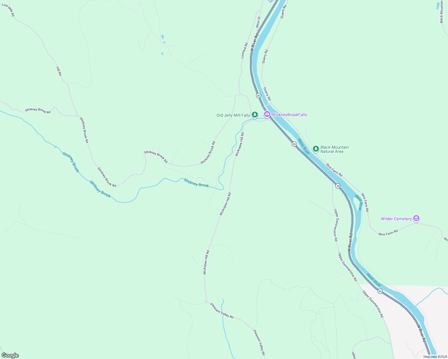 map of restaurants, bars, coffee shops, grocery stores, and more near 183 Bear Hill Road in Dummerston