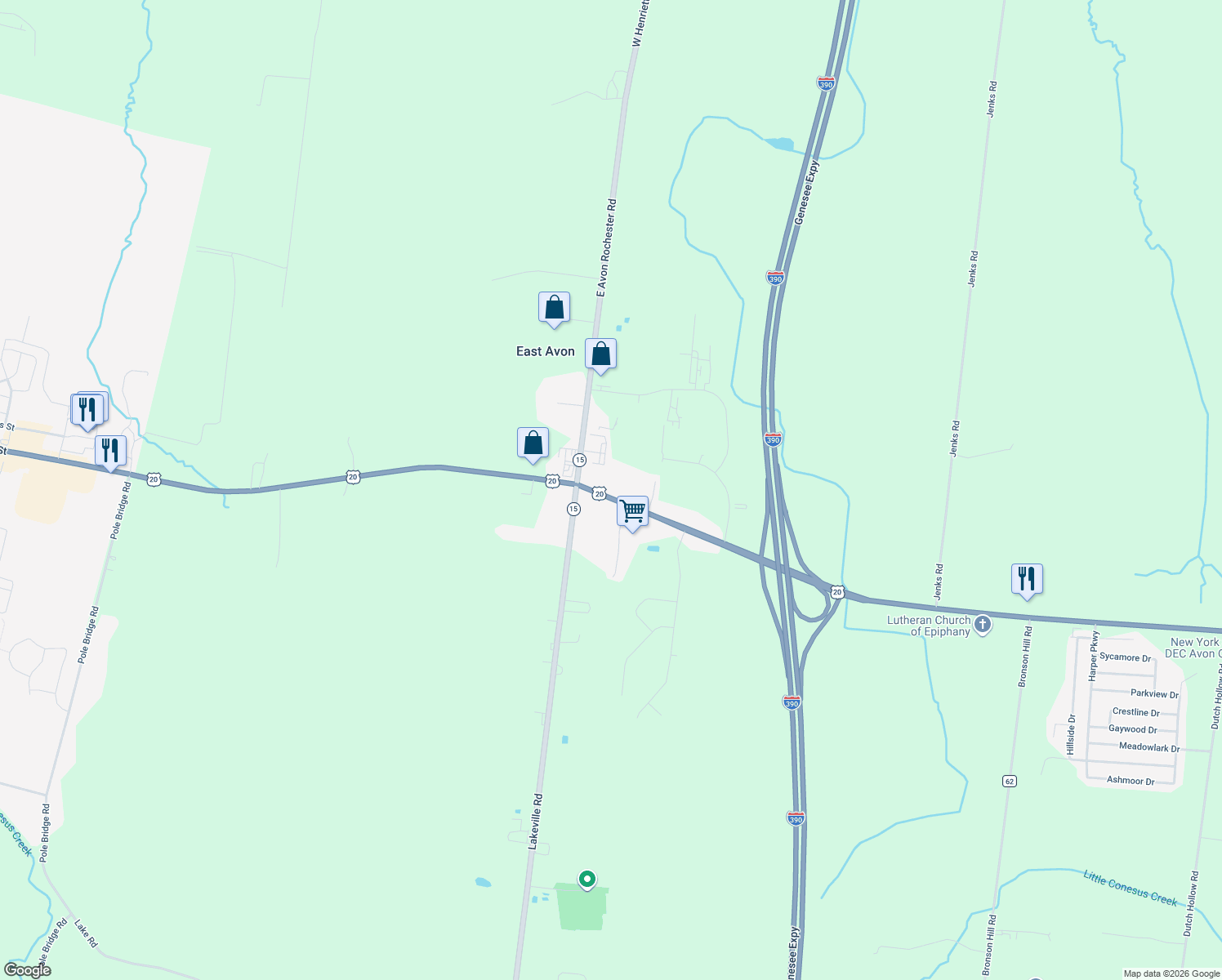 map of restaurants, bars, coffee shops, grocery stores, and more near 5635 E Avon Lima Rd in Avon