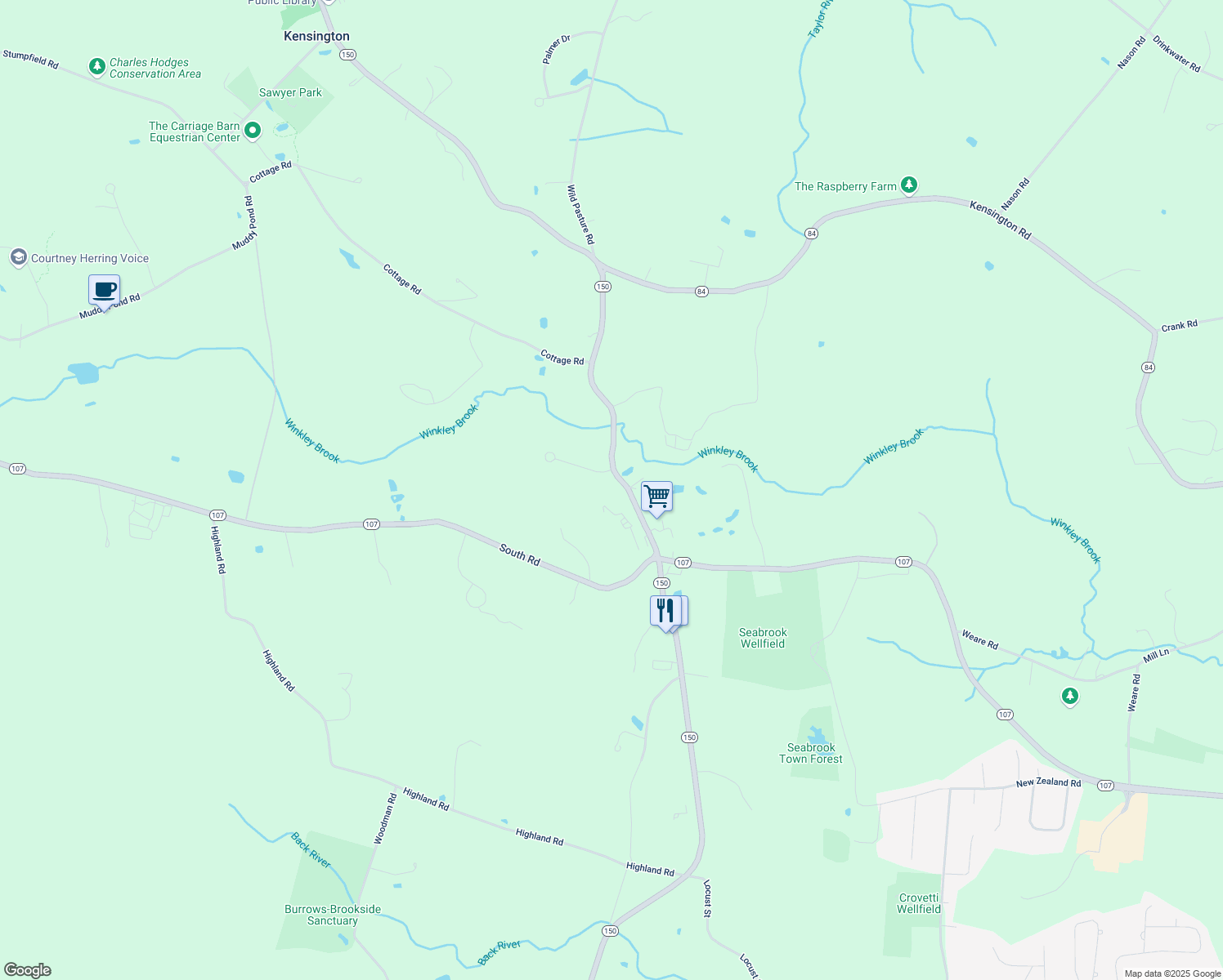 map of restaurants, bars, coffee shops, grocery stores, and more near 1 Hudson Drive in Kensington