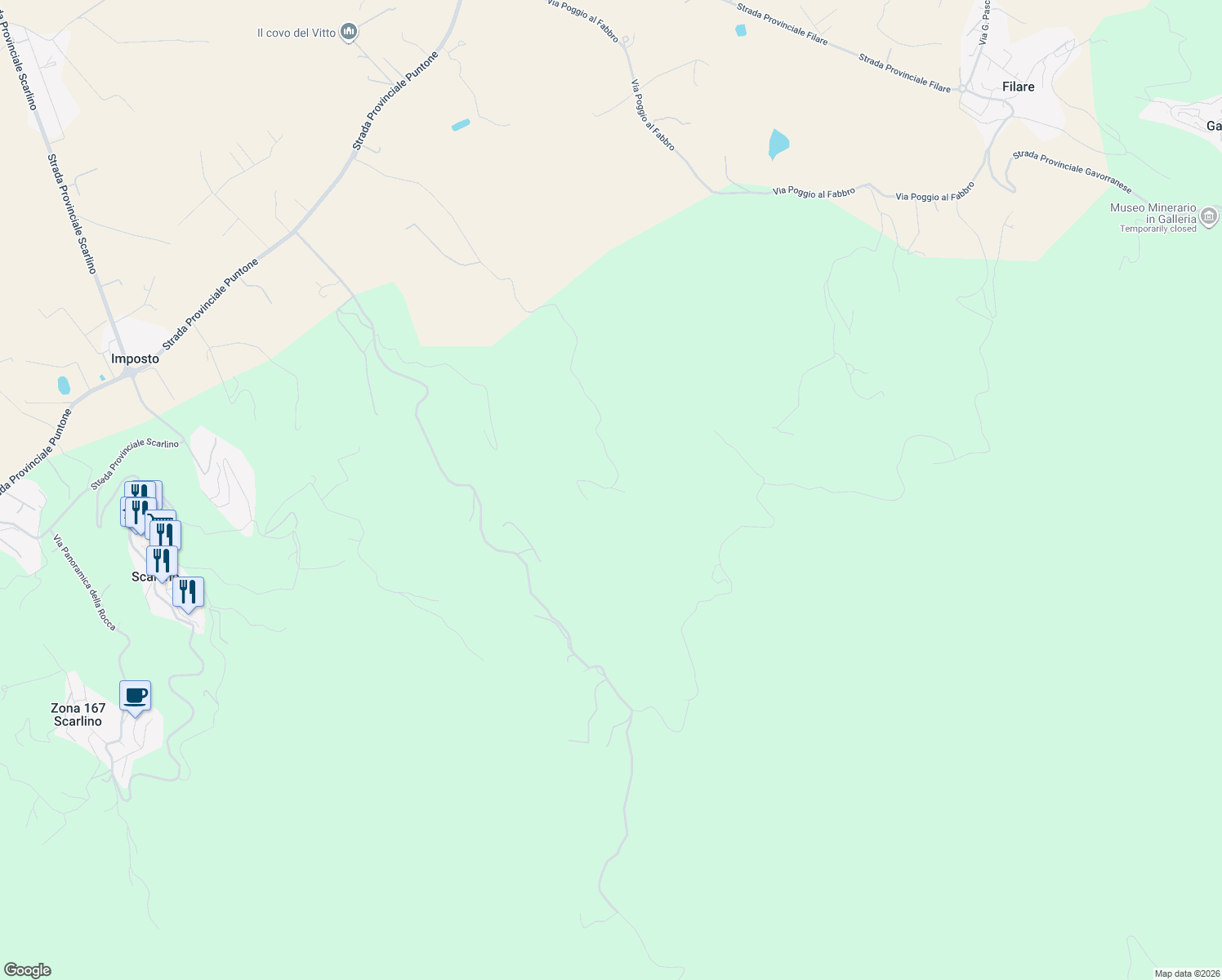 map of restaurants, bars, coffee shops, grocery stores, and more near in Province of Grosseto