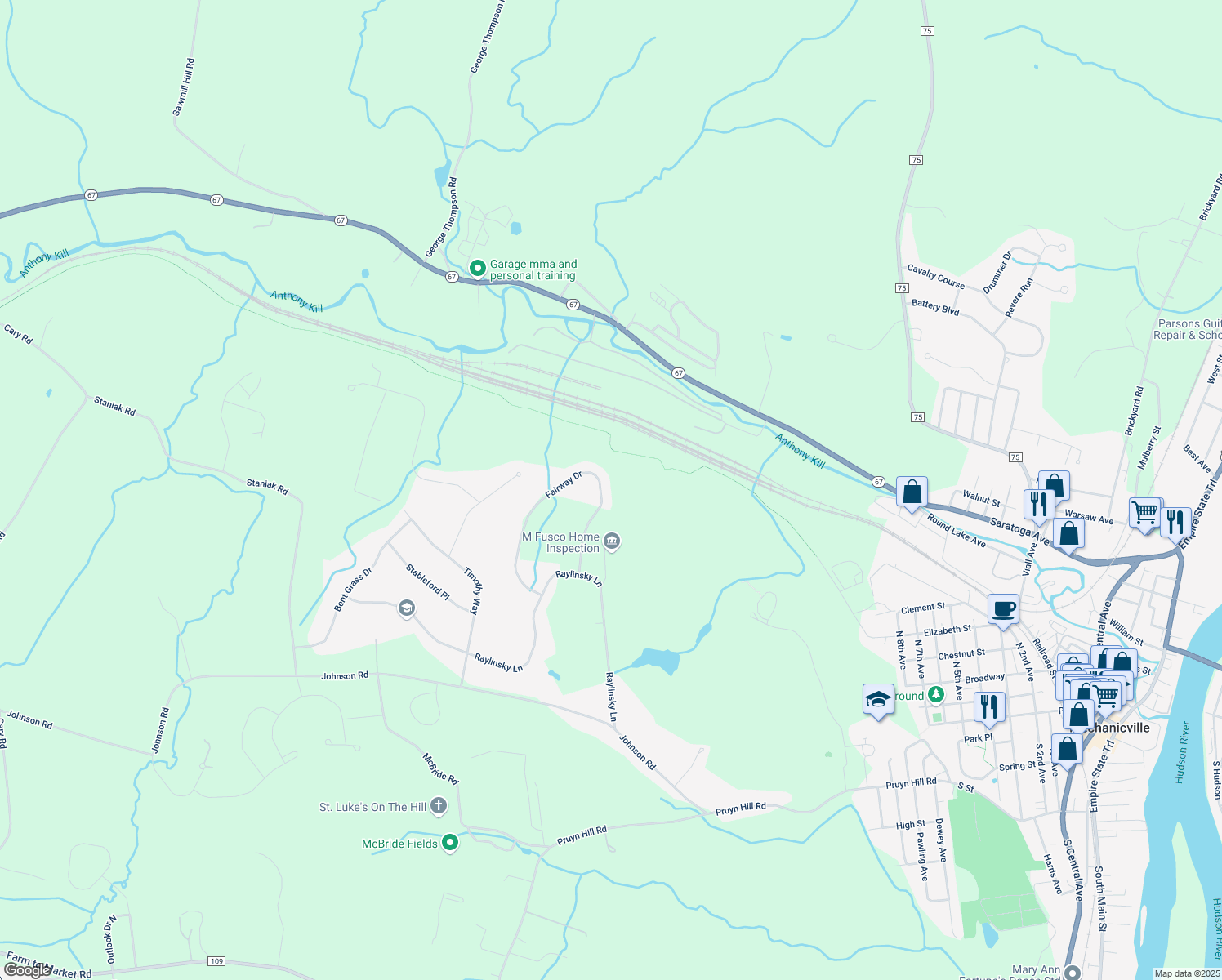 map of restaurants, bars, coffee shops, grocery stores, and more near 3B Fairway Dr in Mechanicville
