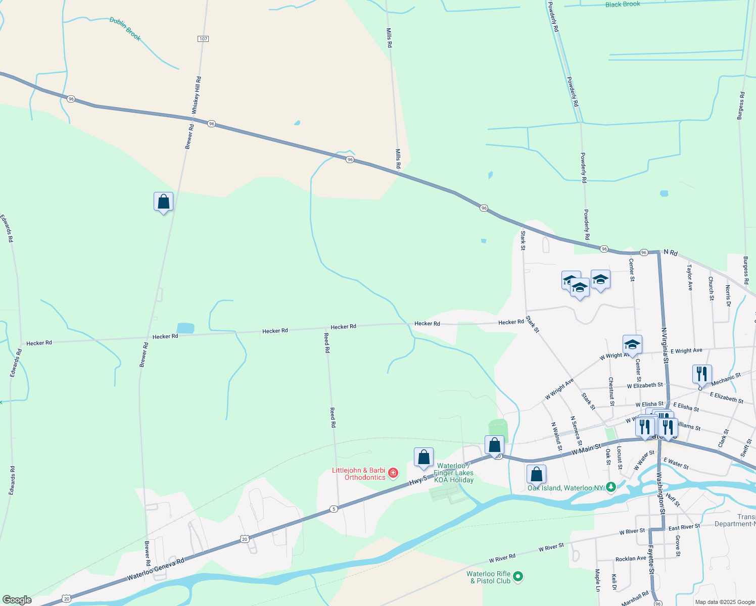 map of restaurants, bars, coffee shops, grocery stores, and more near 1167 Hecker Rd in Waterloo