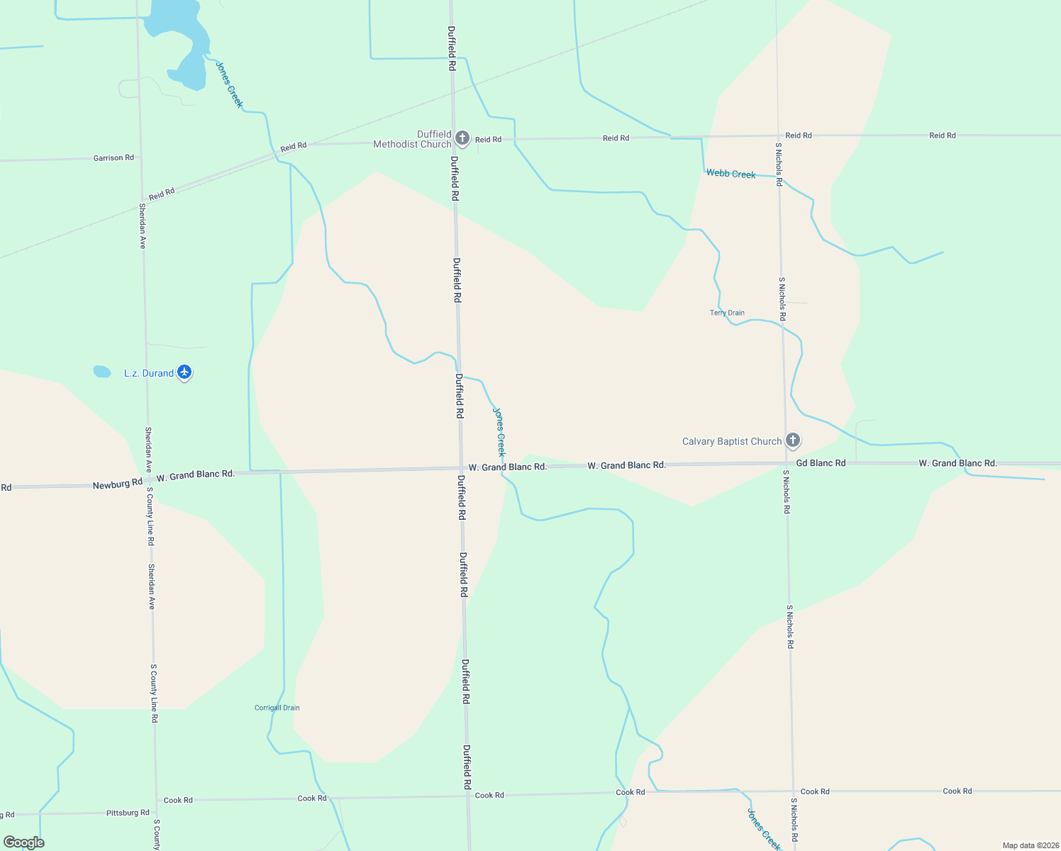 map of restaurants, bars, coffee shops, grocery stores, and more near 11414 W Grand Blanc Rd in Gaines