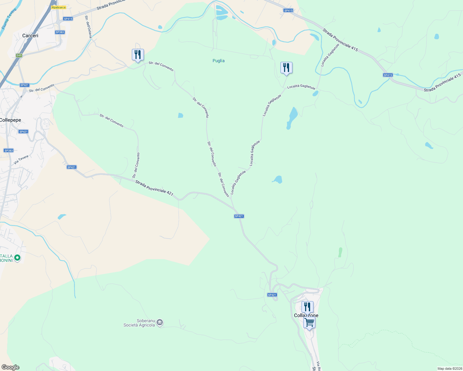 map of restaurants, bars, coffee shops, grocery stores, and more near 33 Località Gaglietole in Provincia di Perugia