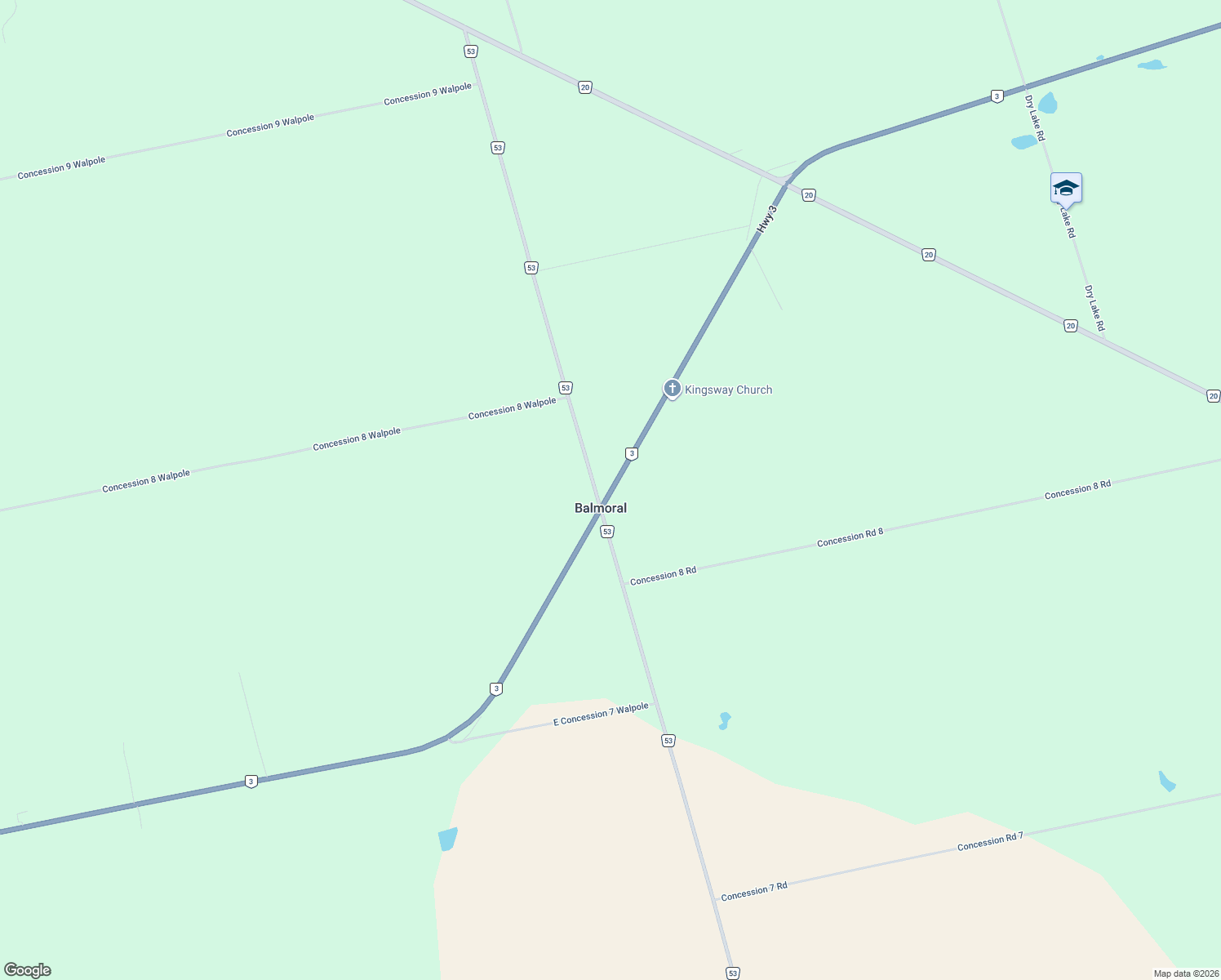 map of restaurants, bars, coffee shops, grocery stores, and more near 1 Talbot Road in Hagersville