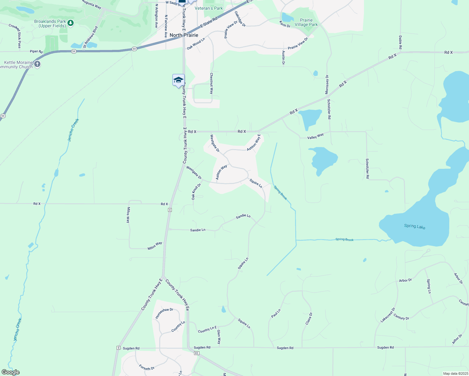 map of restaurants, bars, coffee shops, grocery stores, and more near S69W32641 Westgate Drive in Mukwonago