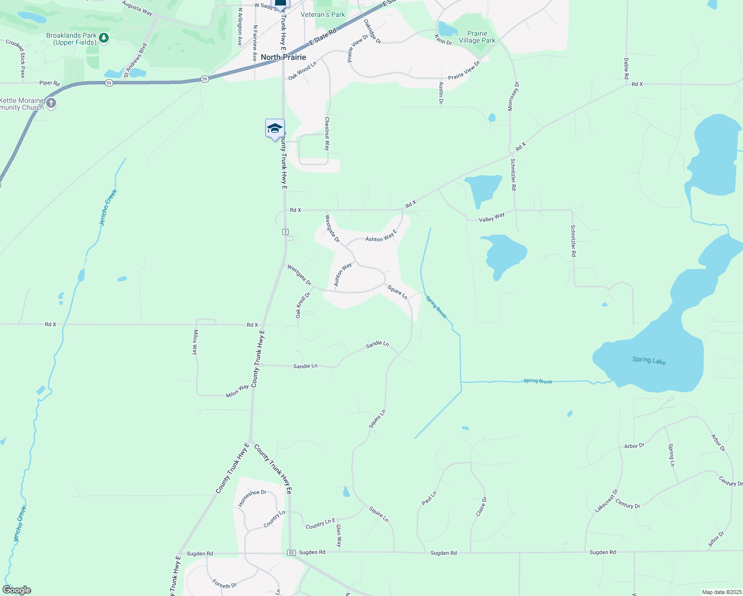 map of restaurants, bars, coffee shops, grocery stores, and more near S69W32641 Westgate Drive in Mukwonago