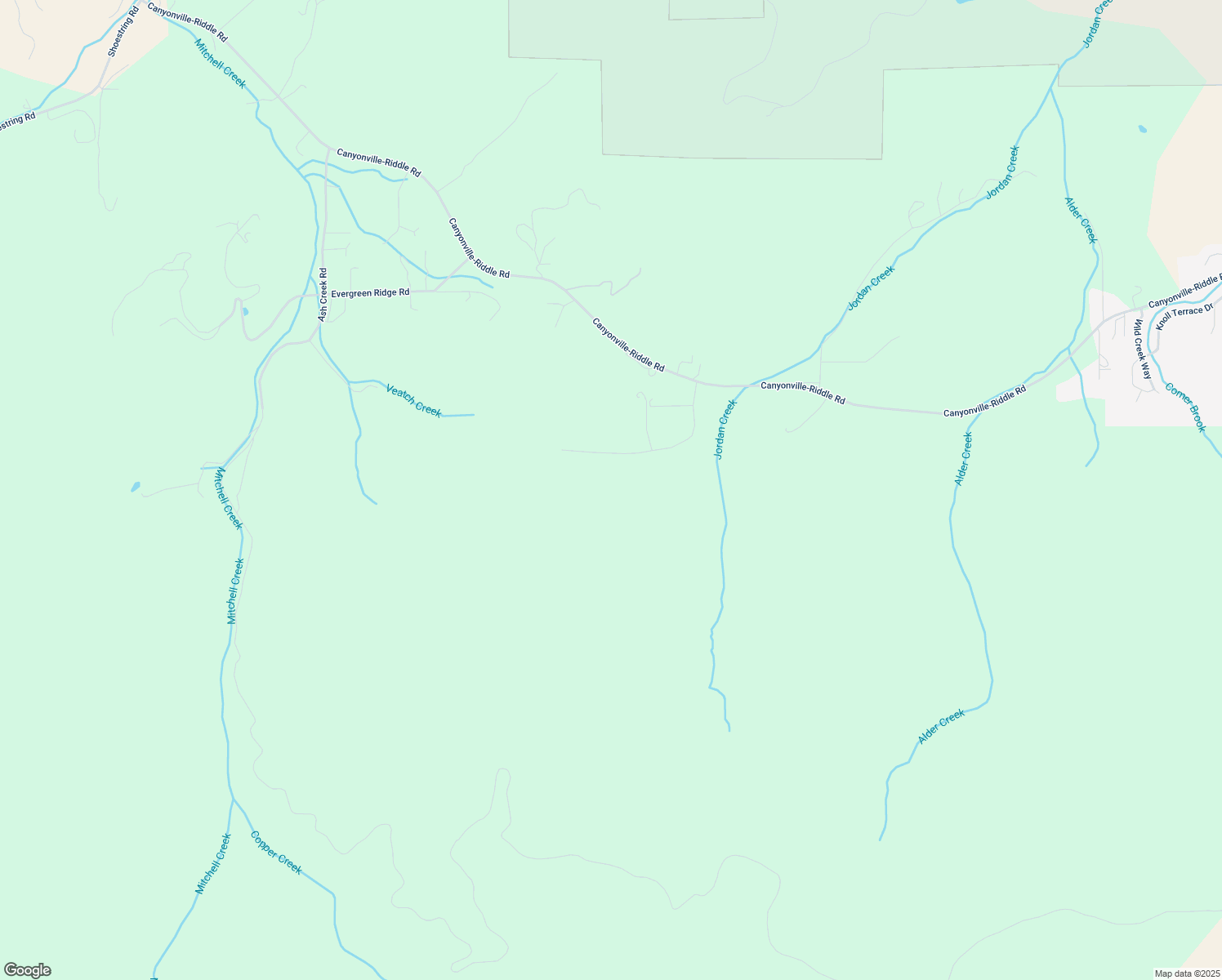 map of restaurants, bars, coffee shops, grocery stores, and more near 390 Jordan Creek Road in Riddle