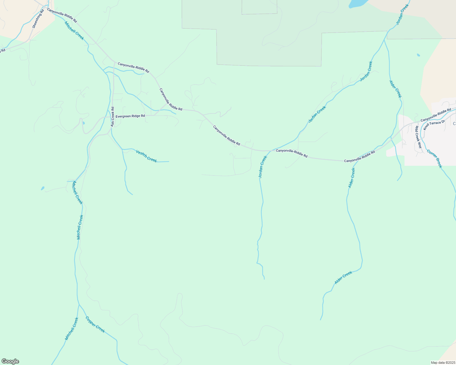map of restaurants, bars, coffee shops, grocery stores, and more near 390 Jordan Creek Road in Riddle