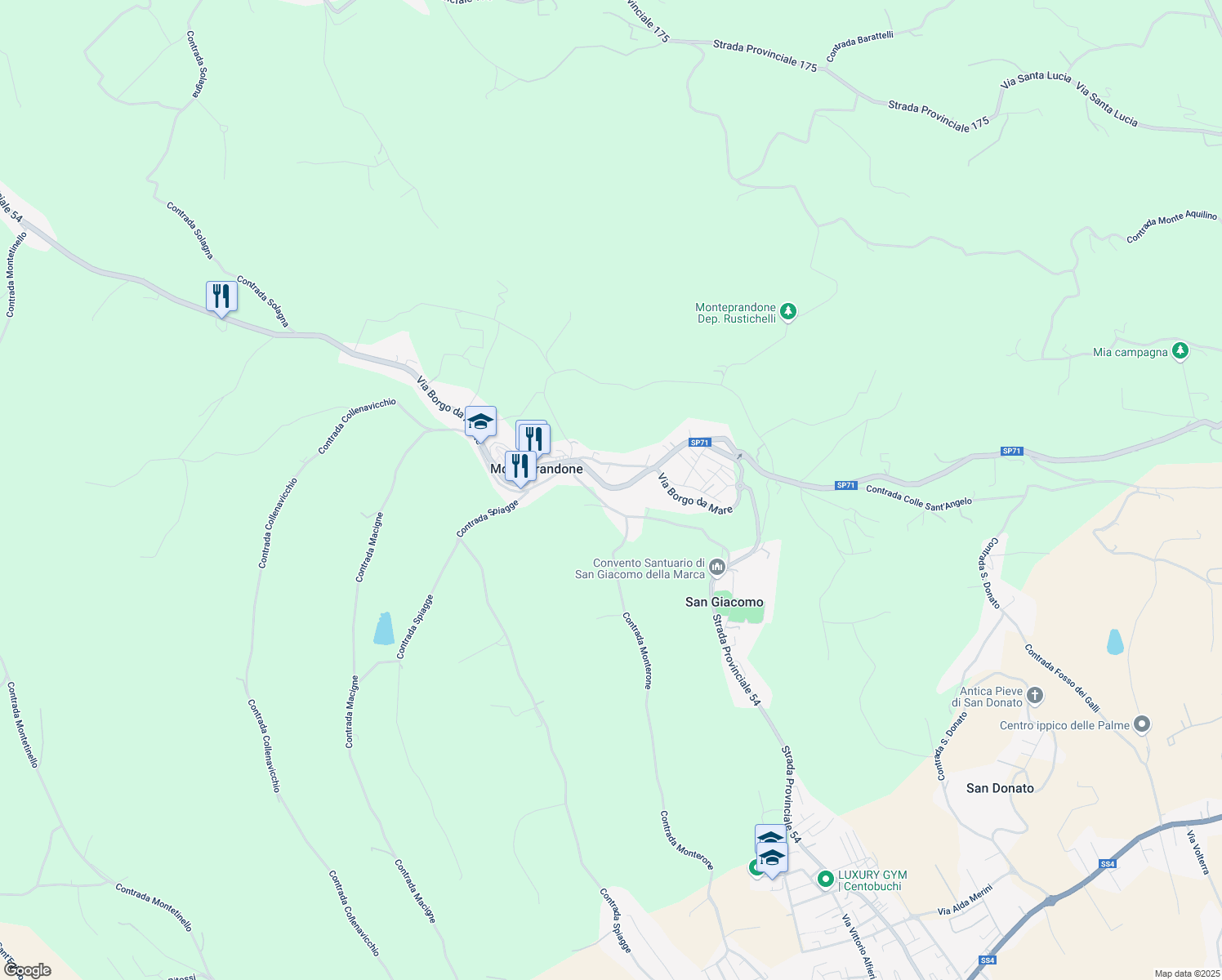 map of restaurants, bars, coffee shops, grocery stores, and more near 95a Strada Provinciale 54 in Monteprandone