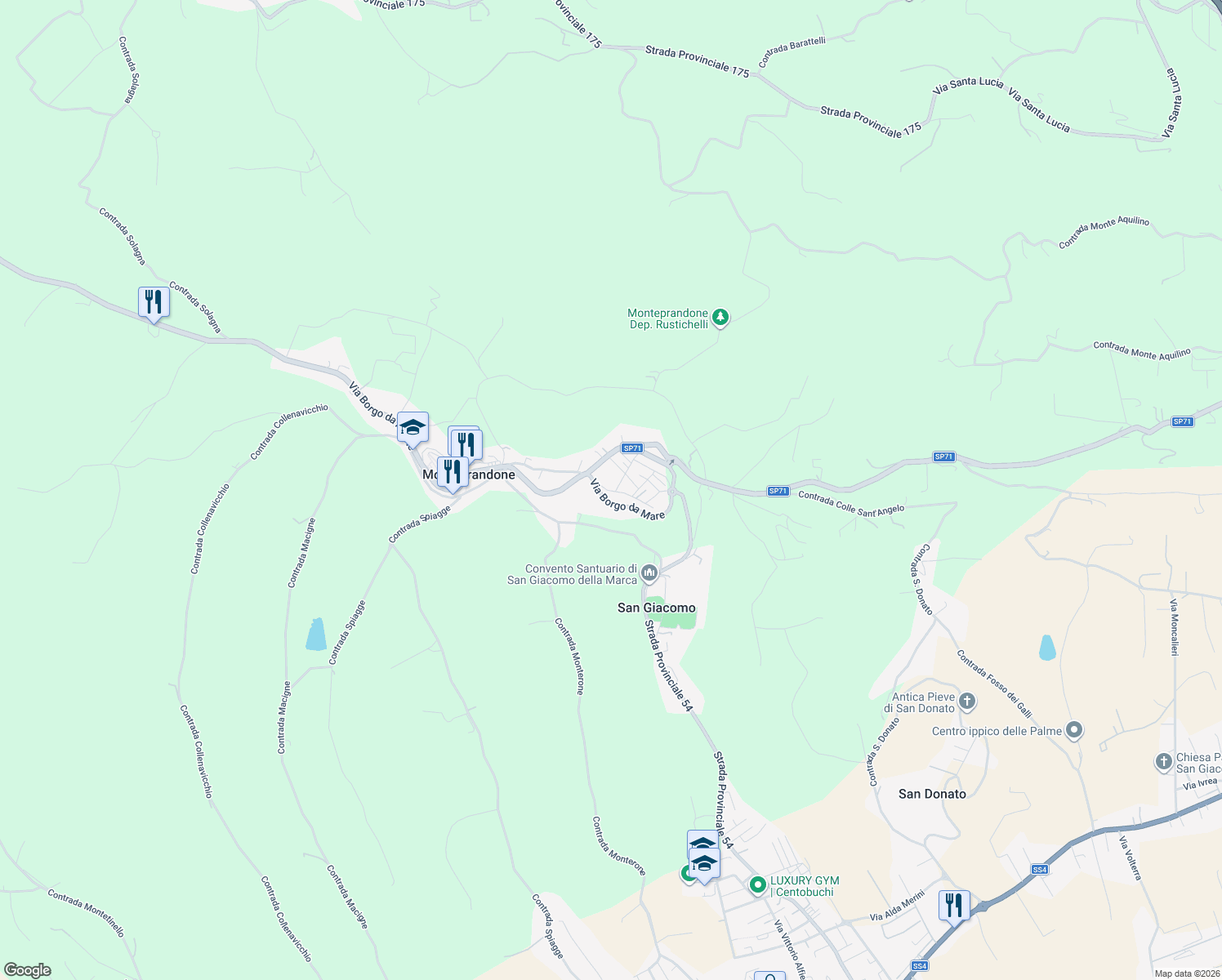 map of restaurants, bars, coffee shops, grocery stores, and more near 23 Via Poggio Belvedere in Monteprandone