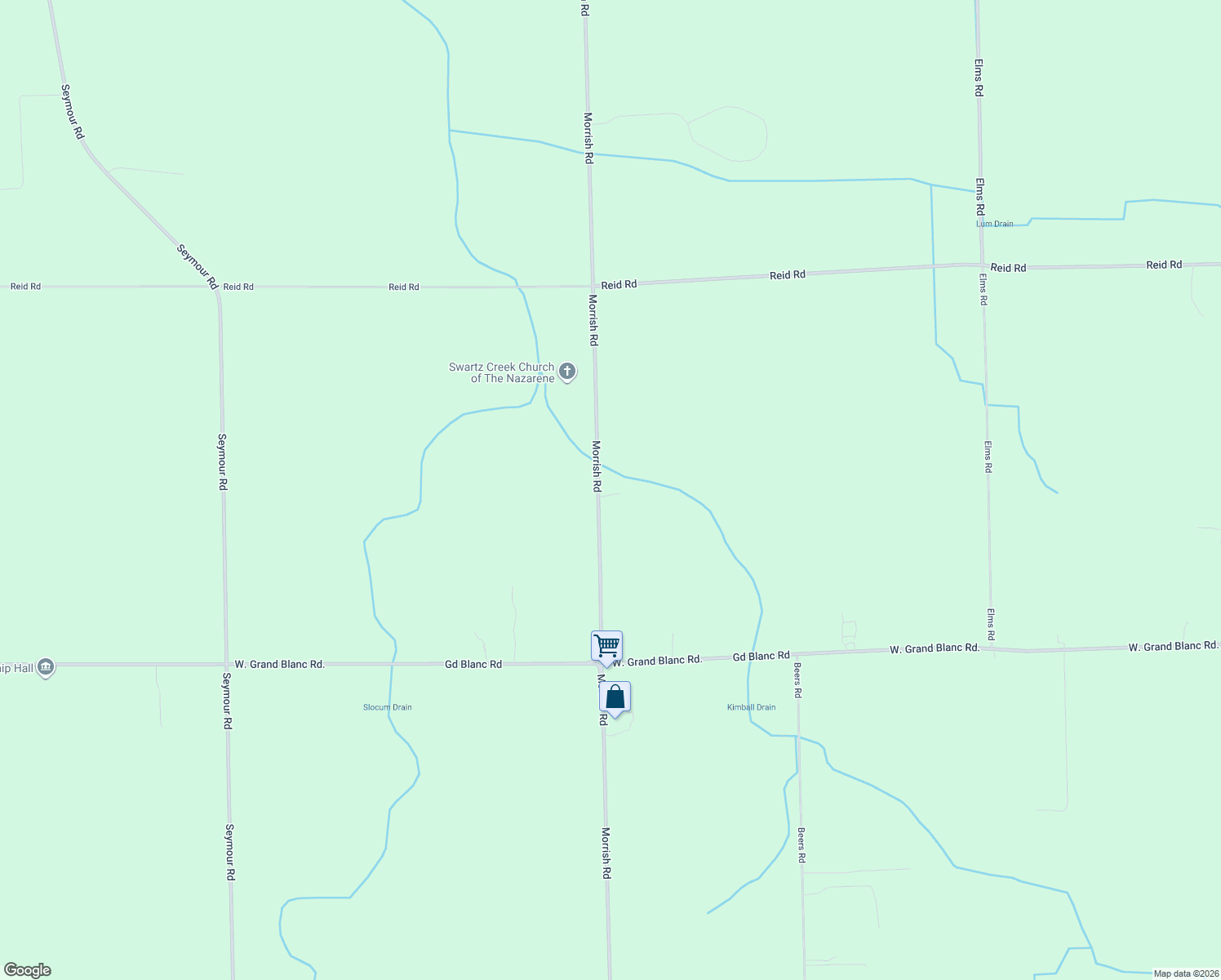 map of restaurants, bars, coffee shops, grocery stores, and more near 7287 Morrish Road in Swartz Creek