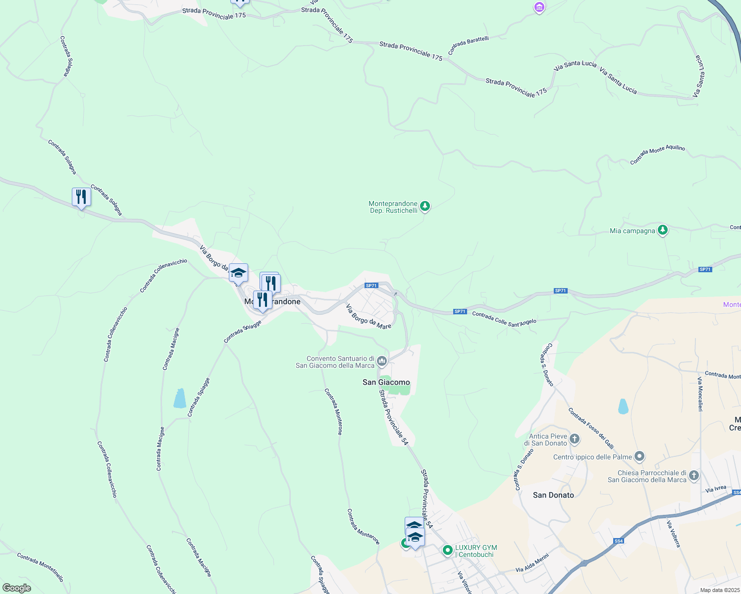 map of restaurants, bars, coffee shops, grocery stores, and more near 111 Via Mediterraneo in Monteprandone