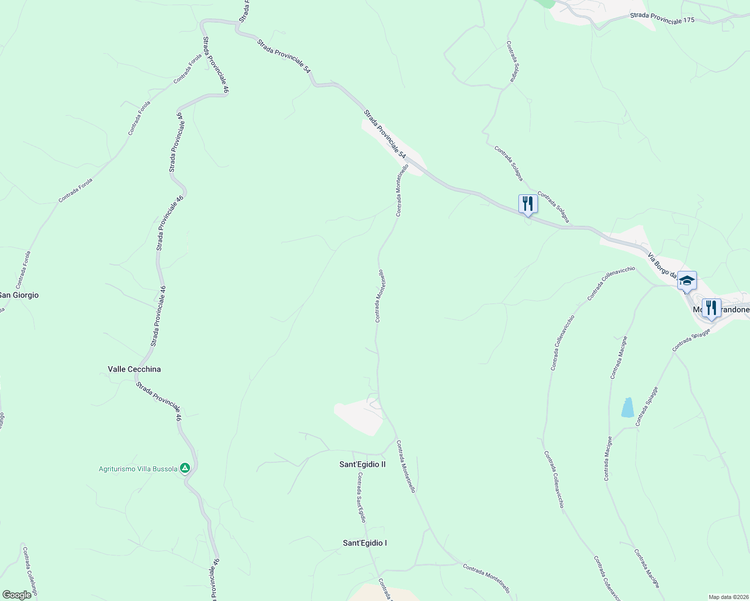 map of restaurants, bars, coffee shops, grocery stores, and more near 6a Contrada Montetinello in Provincia di Ascoli Piceno