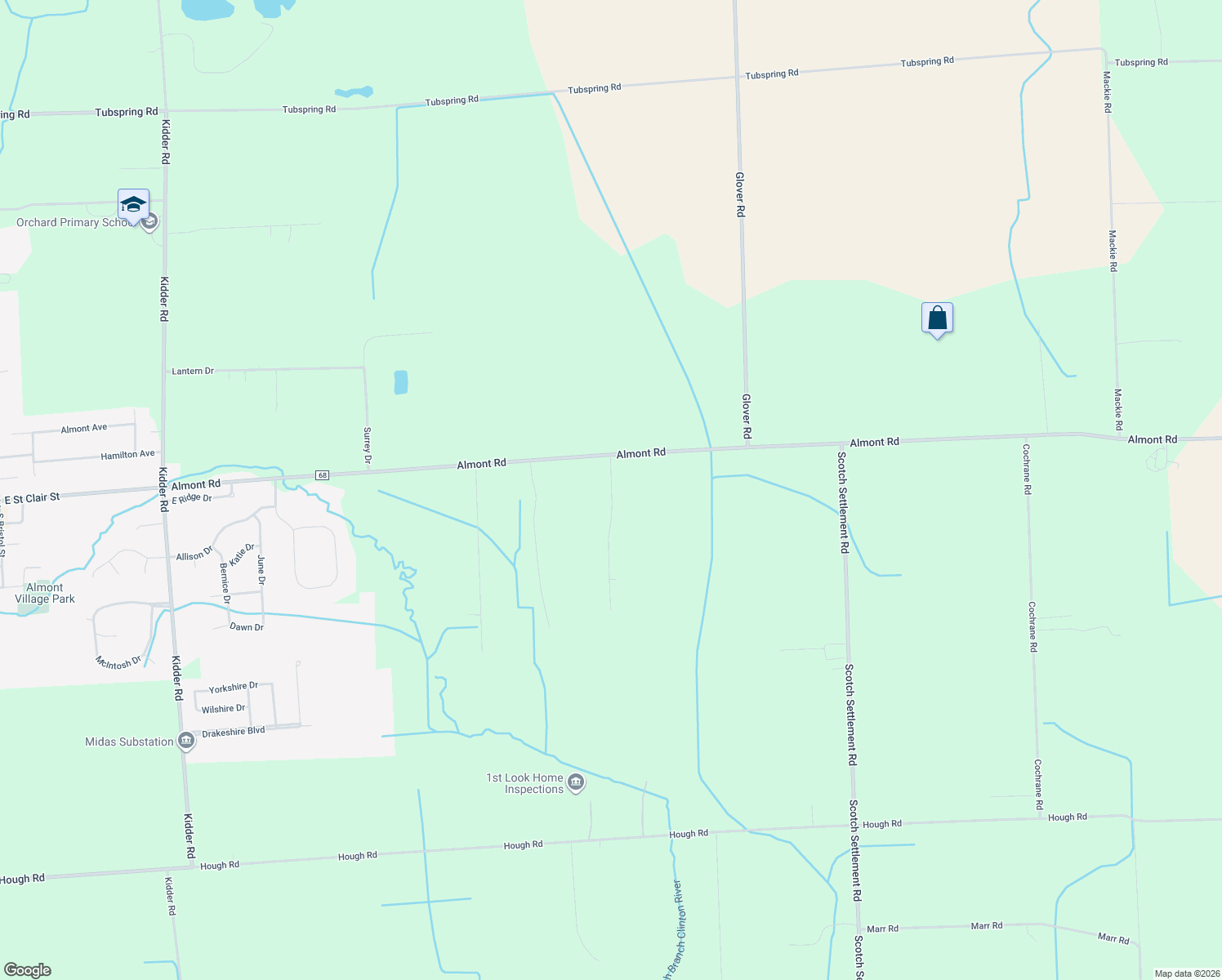 map of restaurants, bars, coffee shops, grocery stores, and more near 5066 Prunella Drive in Almont