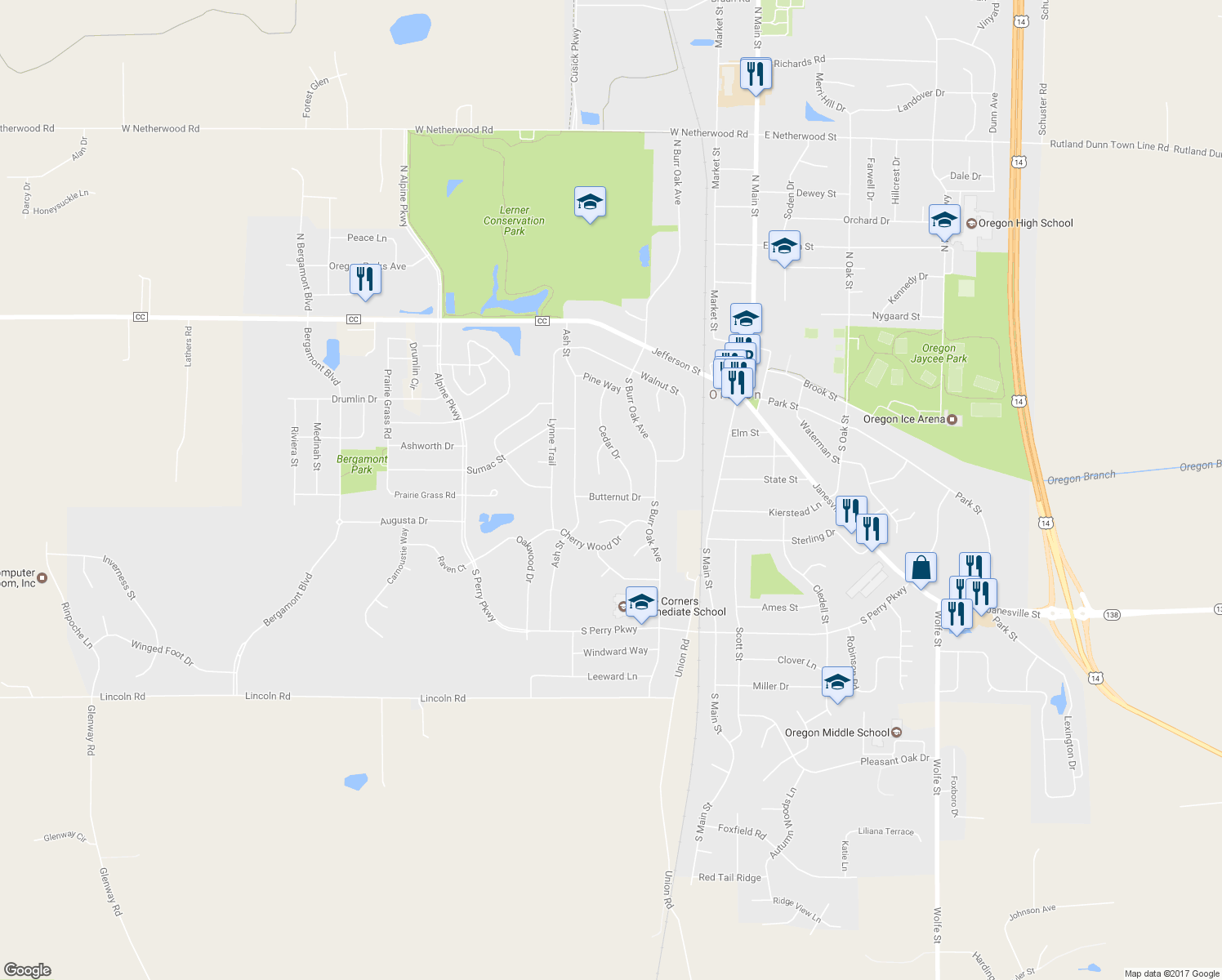 map of restaurants, bars, coffee shops, grocery stores, and more near 436 Butternut Dr in Oregon
