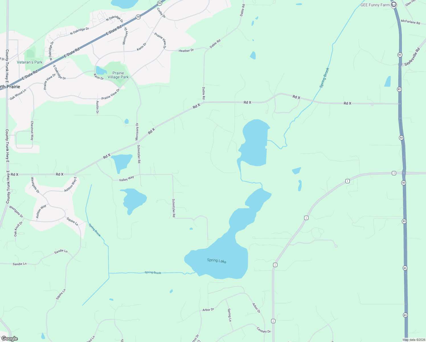 map of restaurants, bars, coffee shops, grocery stores, and more near W313S6637 Spring Drive in Mukwonago