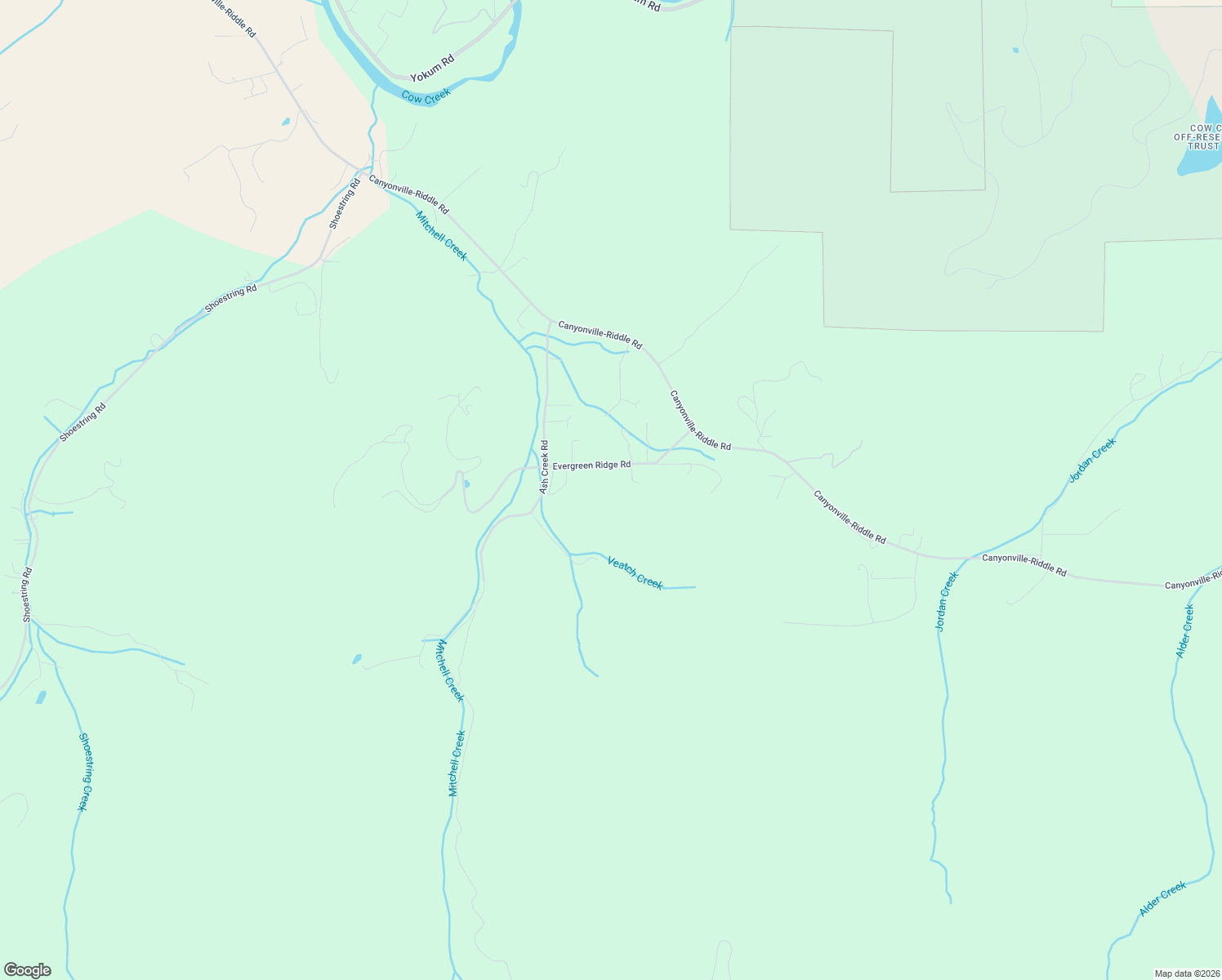map of restaurants, bars, coffee shops, grocery stores, and more near 410 Evergreen Ridge Road in Riddle