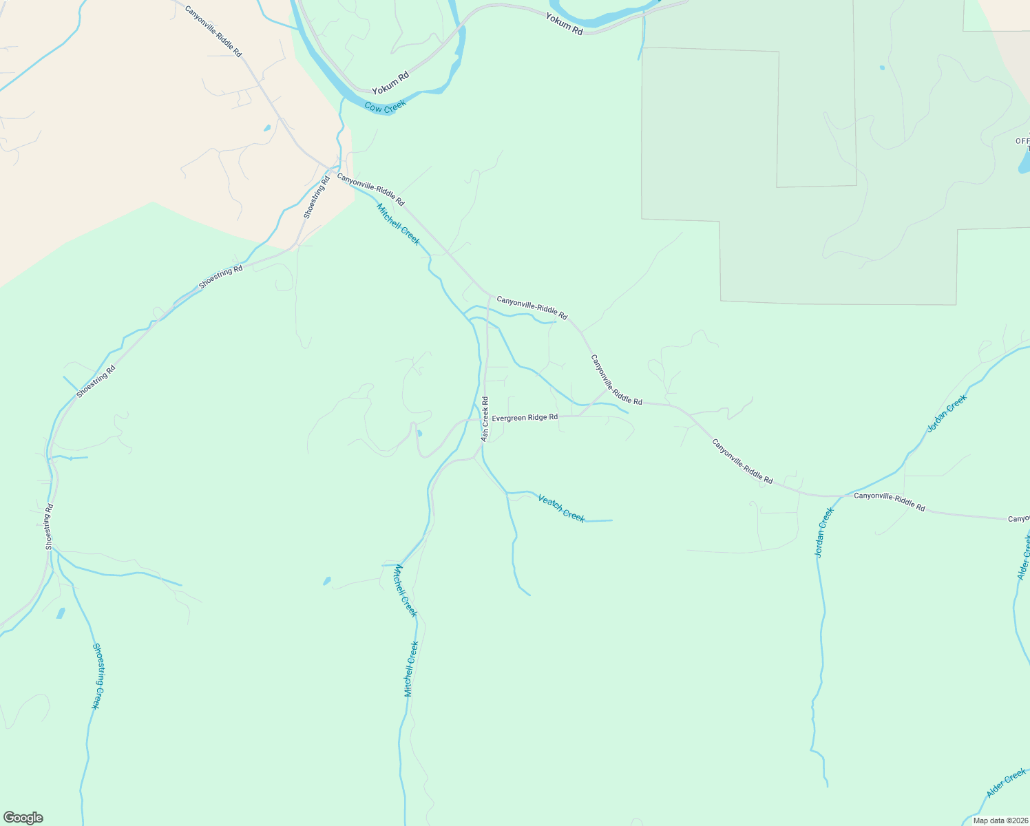 map of restaurants, bars, coffee shops, grocery stores, and more near 449 Evergreen Ridge Road in Riddle