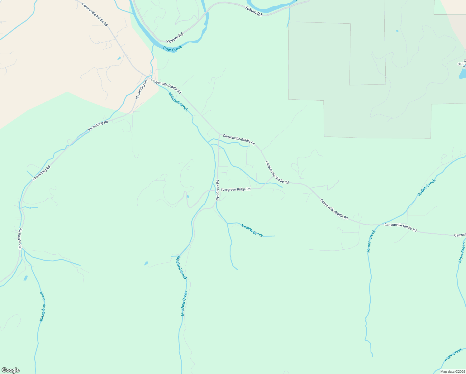 map of restaurants, bars, coffee shops, grocery stores, and more near 449 Evergreen Ridge Road in Riddle
