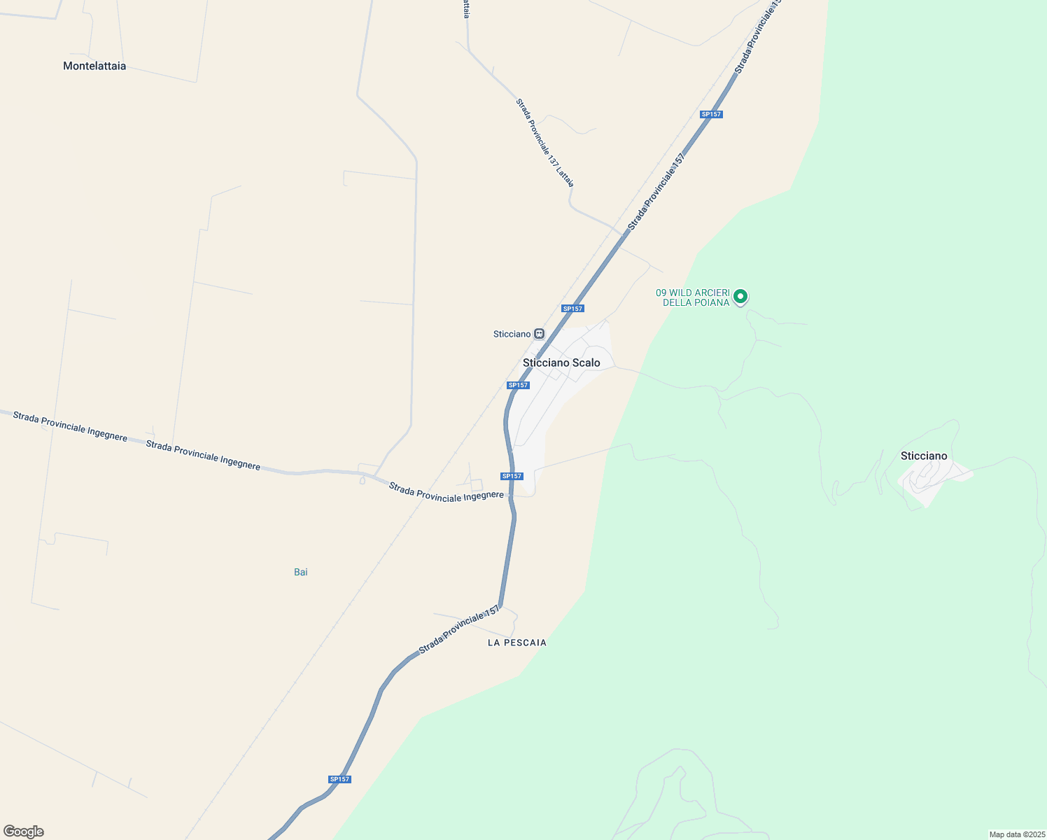 map of restaurants, bars, coffee shops, grocery stores, and more near 53 Via Nuova in Sticciano Scalo