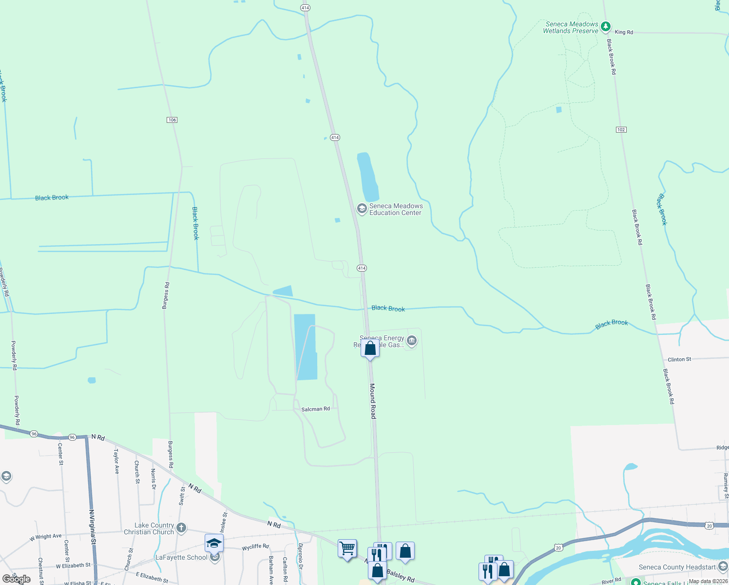 map of restaurants, bars, coffee shops, grocery stores, and more near 2149 Mound Rd in Waterloo