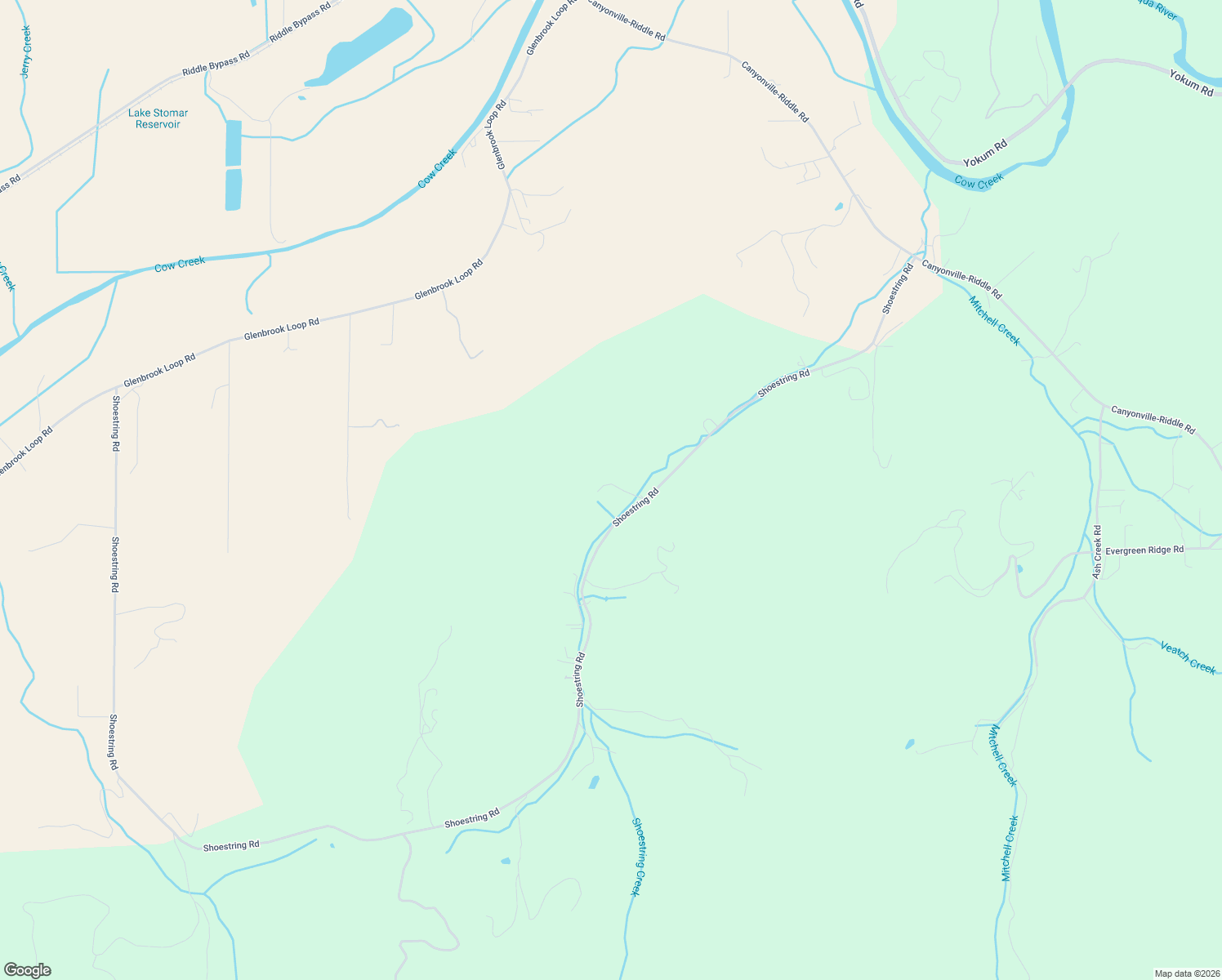 map of restaurants, bars, coffee shops, grocery stores, and more near 3464 Shoestring Rd in Riddle