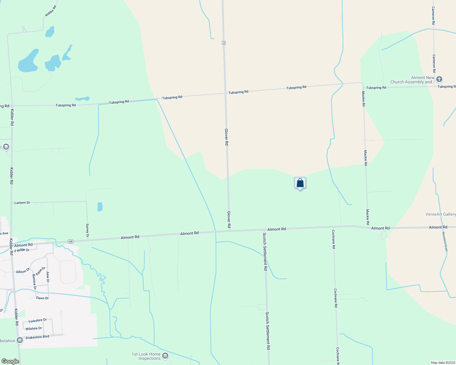 map of restaurants, bars, coffee shops, grocery stores, and more near 4758 Glover Road in Almont