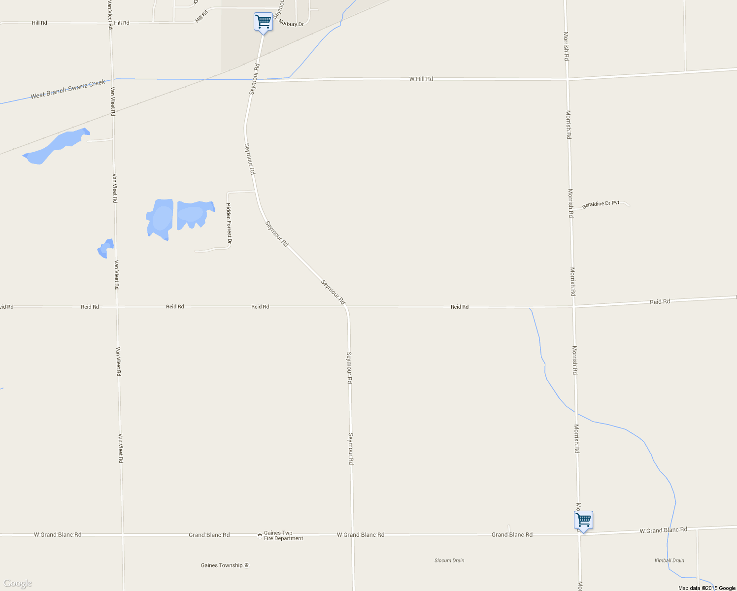 map of restaurants, bars, coffee shops, grocery stores, and more near 8470 Reid Road in Swartz Creek