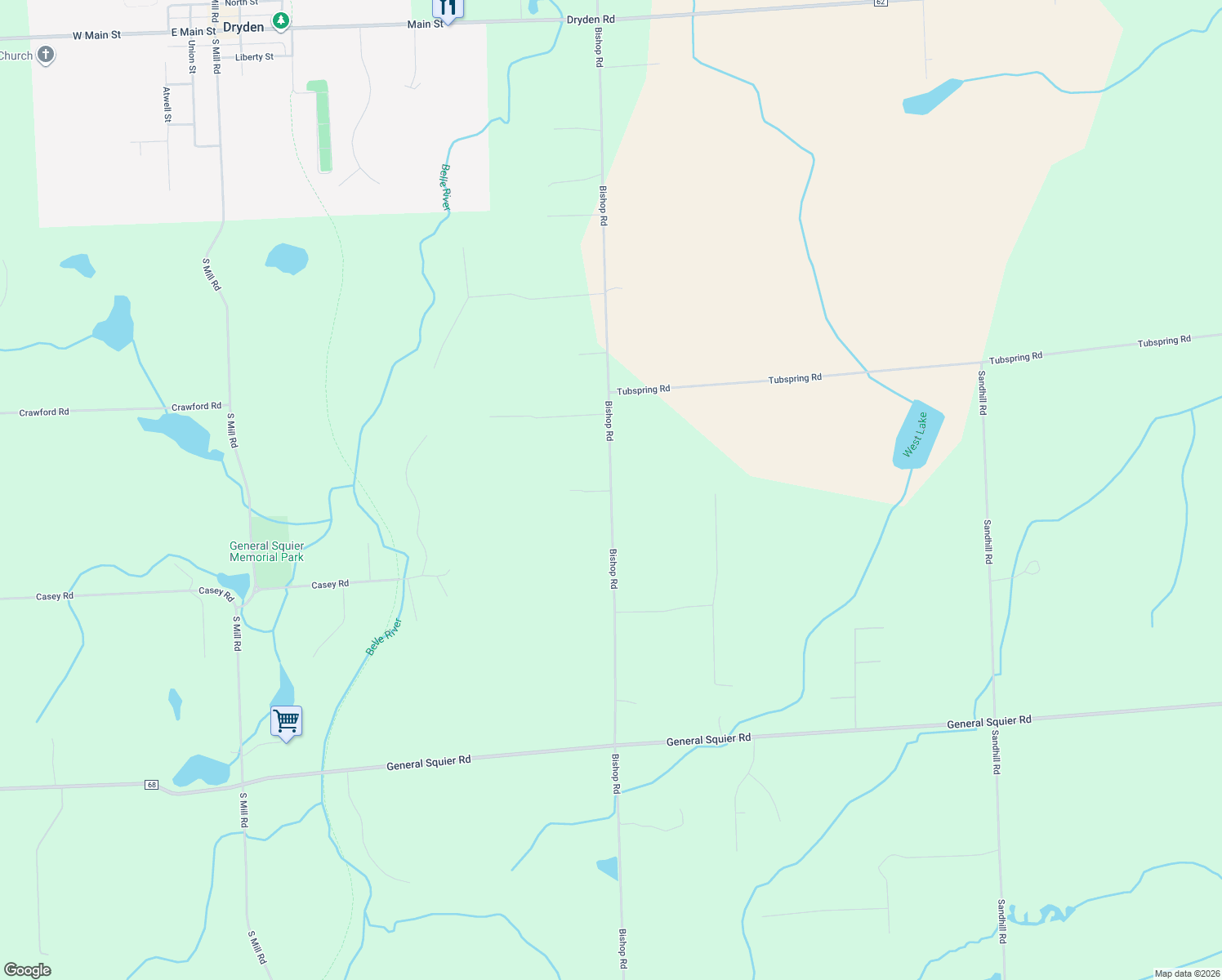 map of restaurants, bars, coffee shops, grocery stores, and more near 4615 Bishop Rd in Dryden