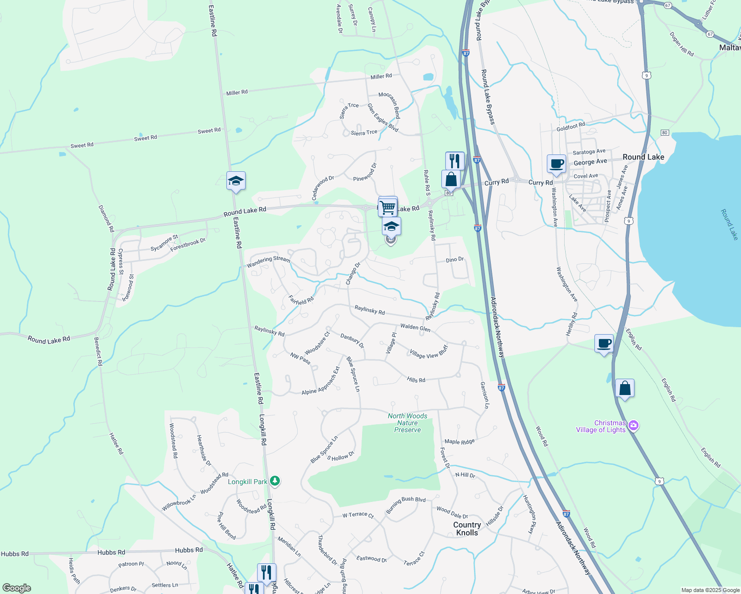 map of restaurants, bars, coffee shops, grocery stores, and more near 6 Tamian Pass in Ballston Lake