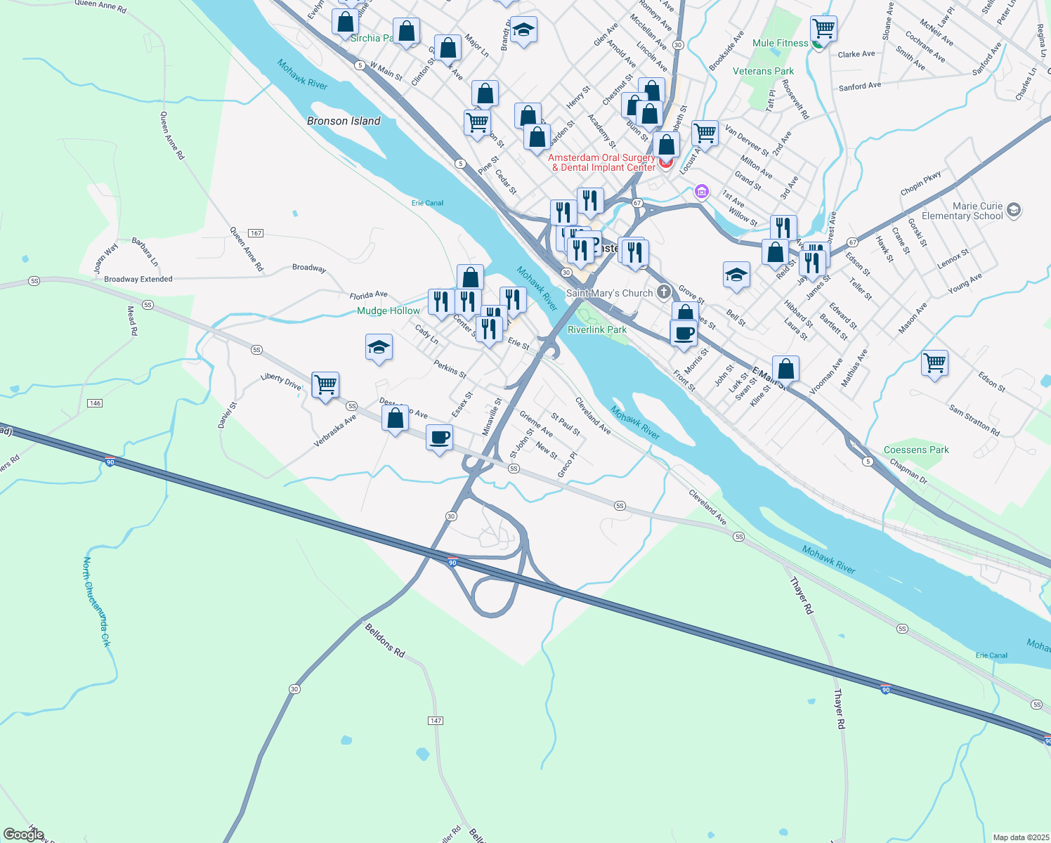 map of restaurants, bars, coffee shops, grocery stores, and more near 14 Grieme Avenue in Amsterdam