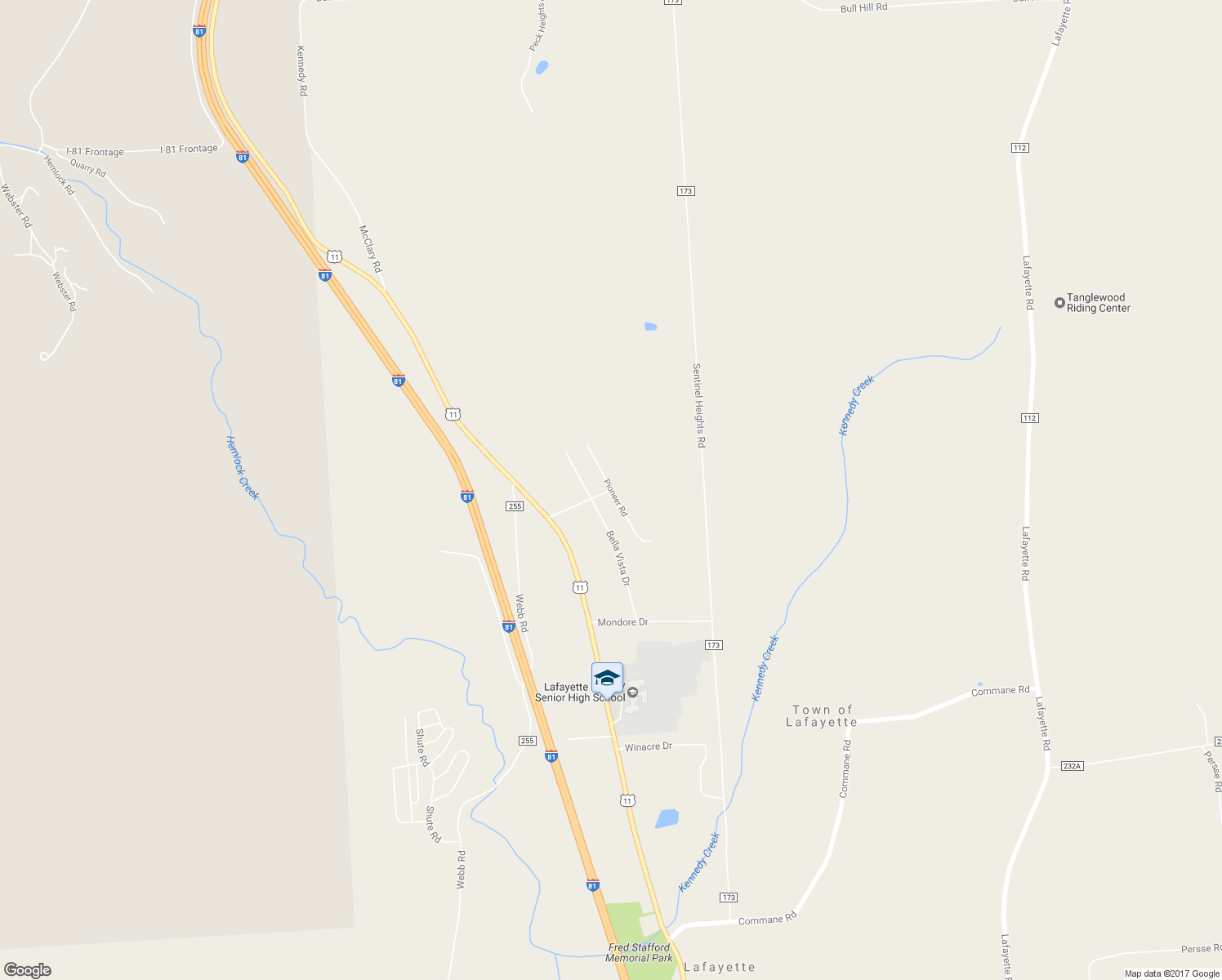 map of restaurants, bars, coffee shops, grocery stores, and more near Pioneer Road in LaFayette