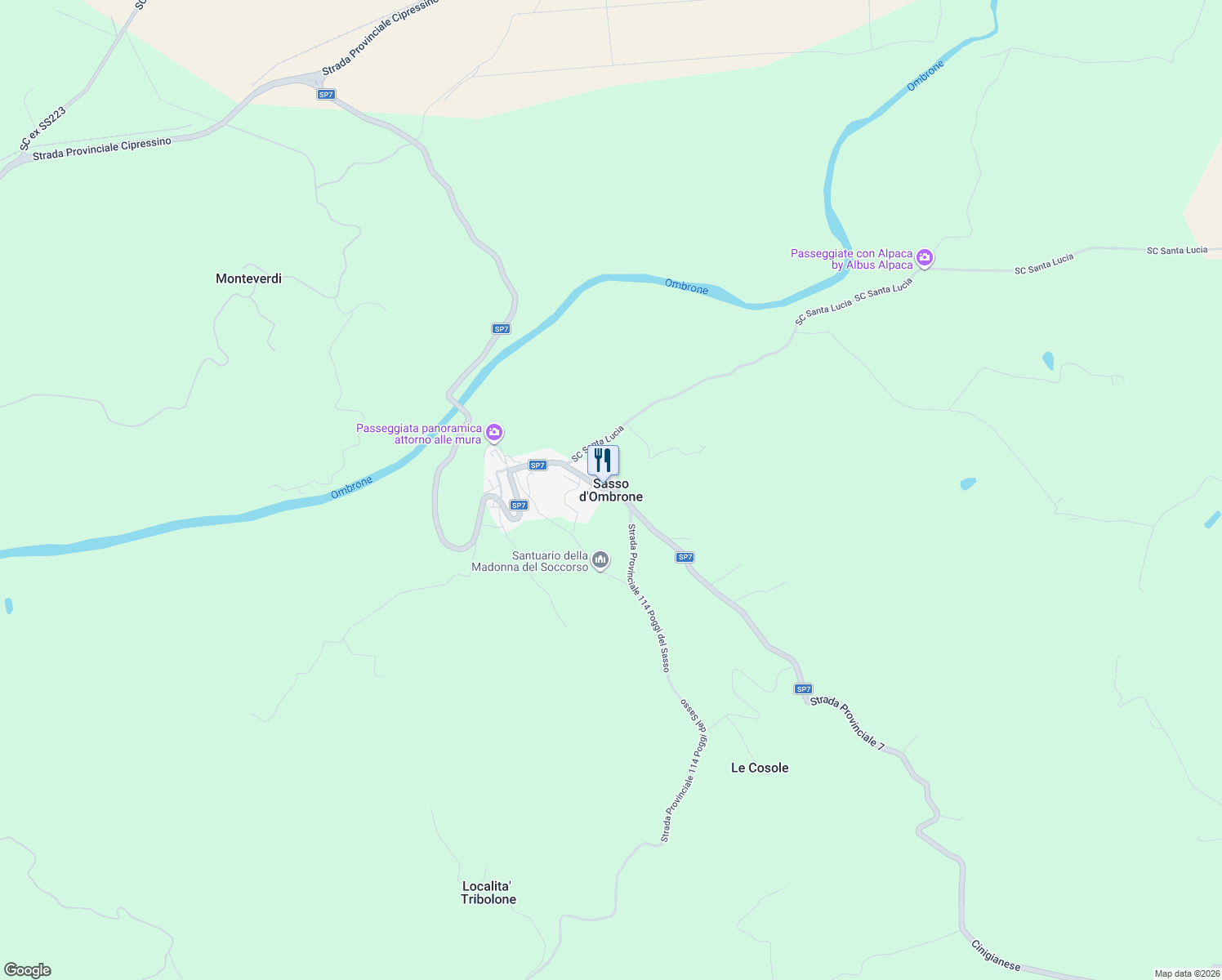map of restaurants, bars, coffee shops, grocery stores, and more near 12 Strada Provinciale 7 in Provincia di Grosseto