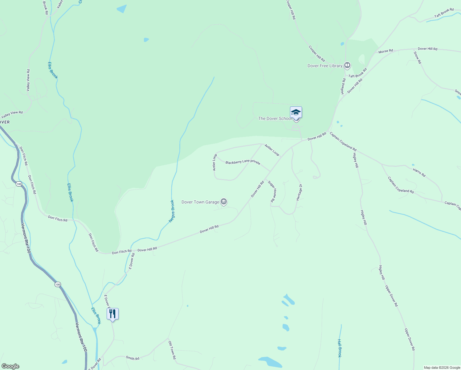 map of restaurants, bars, coffee shops, grocery stores, and more near 82 Antler Loop in Dover