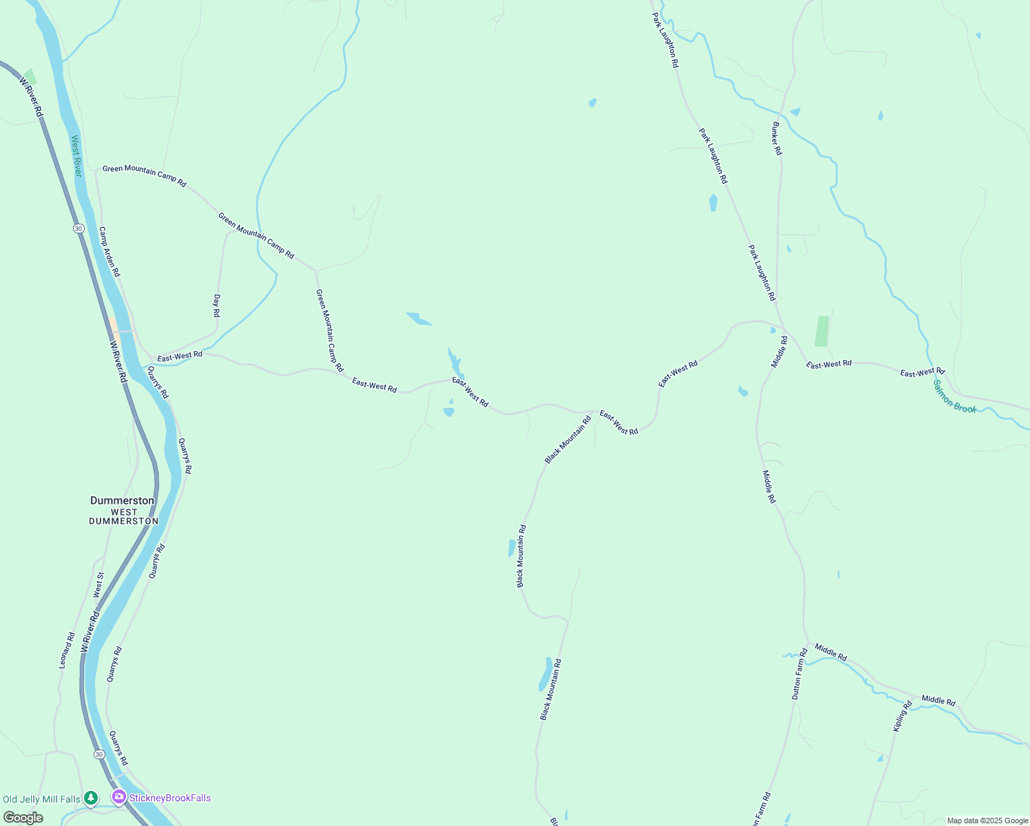 map of restaurants, bars, coffee shops, grocery stores, and more near 1556 East West Road in Dummerston