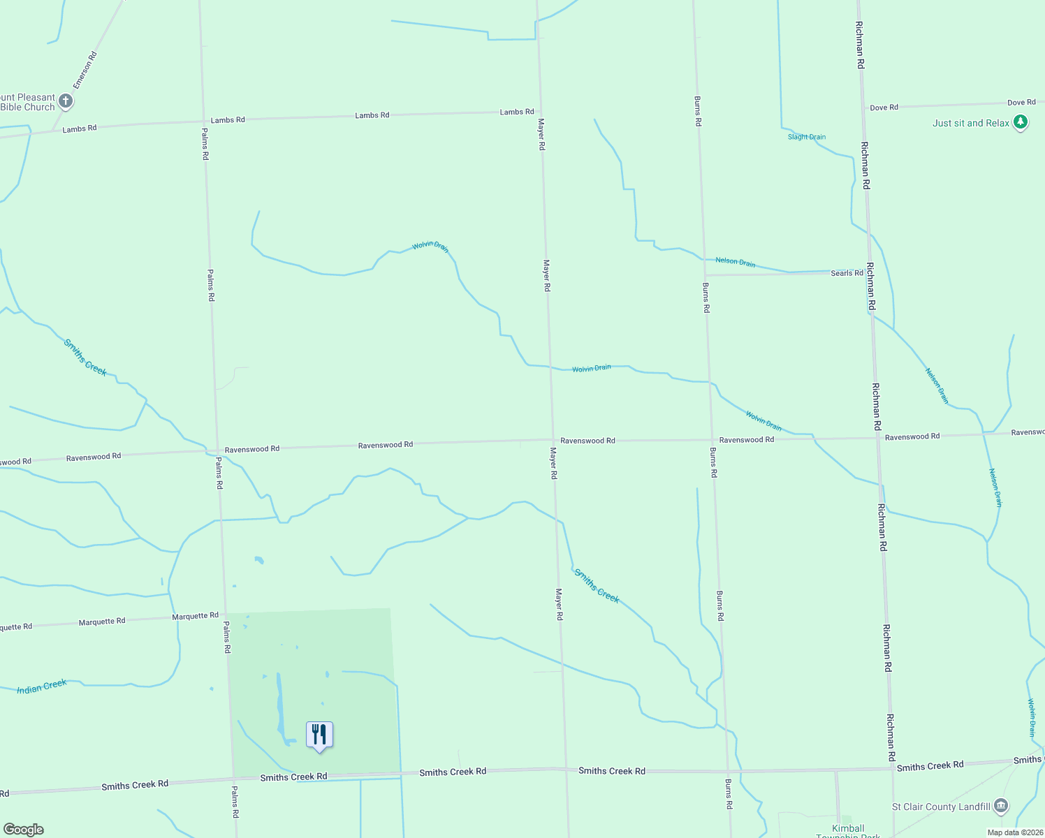map of restaurants, bars, coffee shops, grocery stores, and more near 7544 Ravenswood Road in Goodells