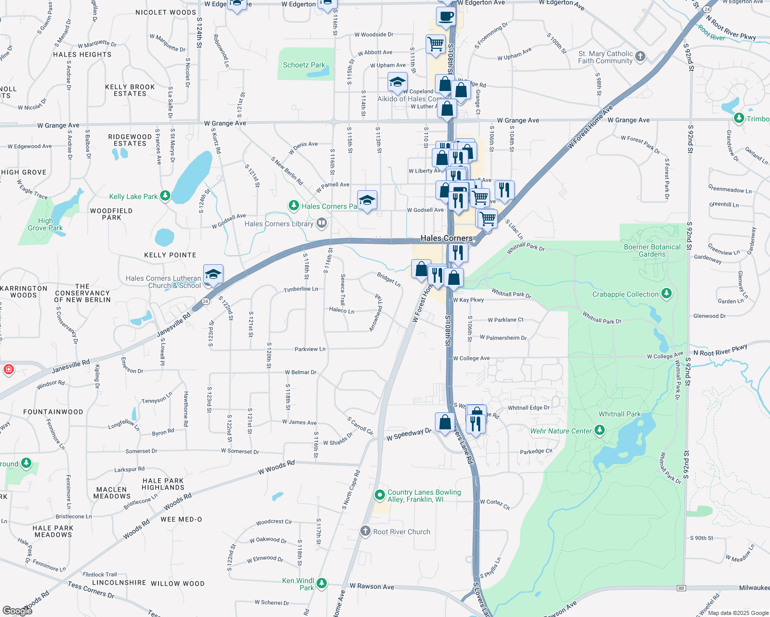 11345 Arrowhead Trail, Hales Corners WI Walk Score