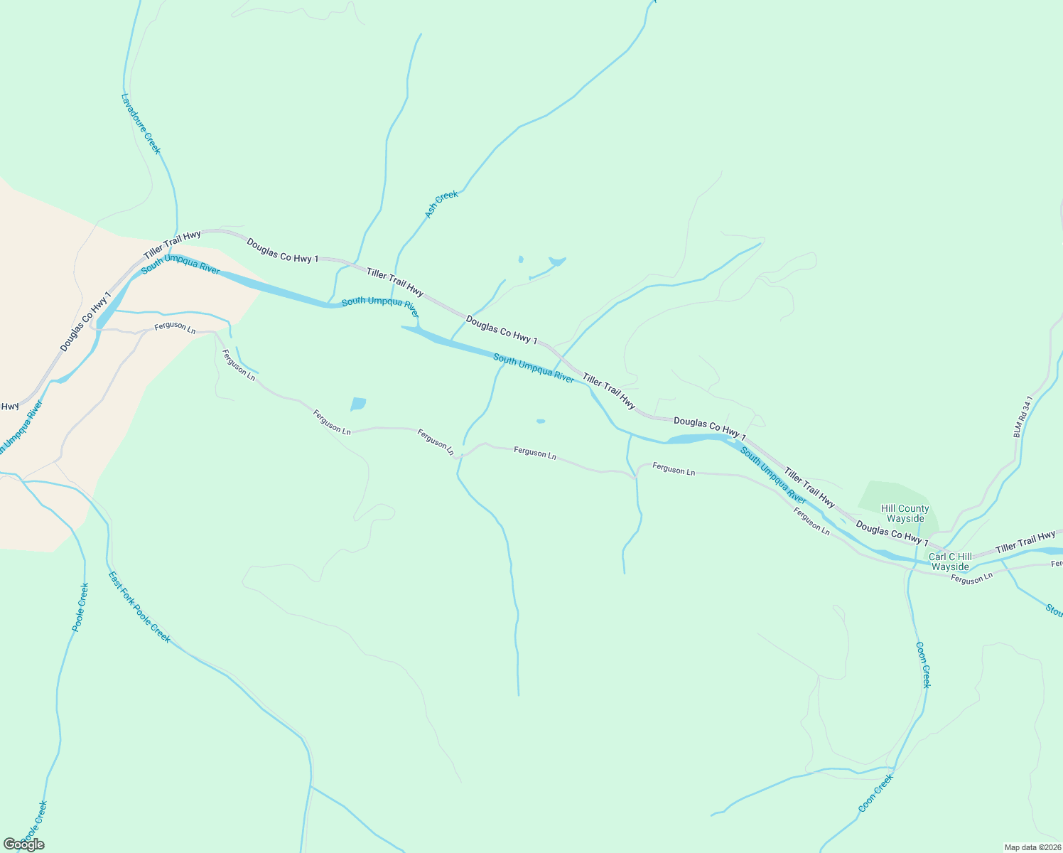 map of restaurants, bars, coffee shops, grocery stores, and more near 2157 Ferguson Lane in Days Creek