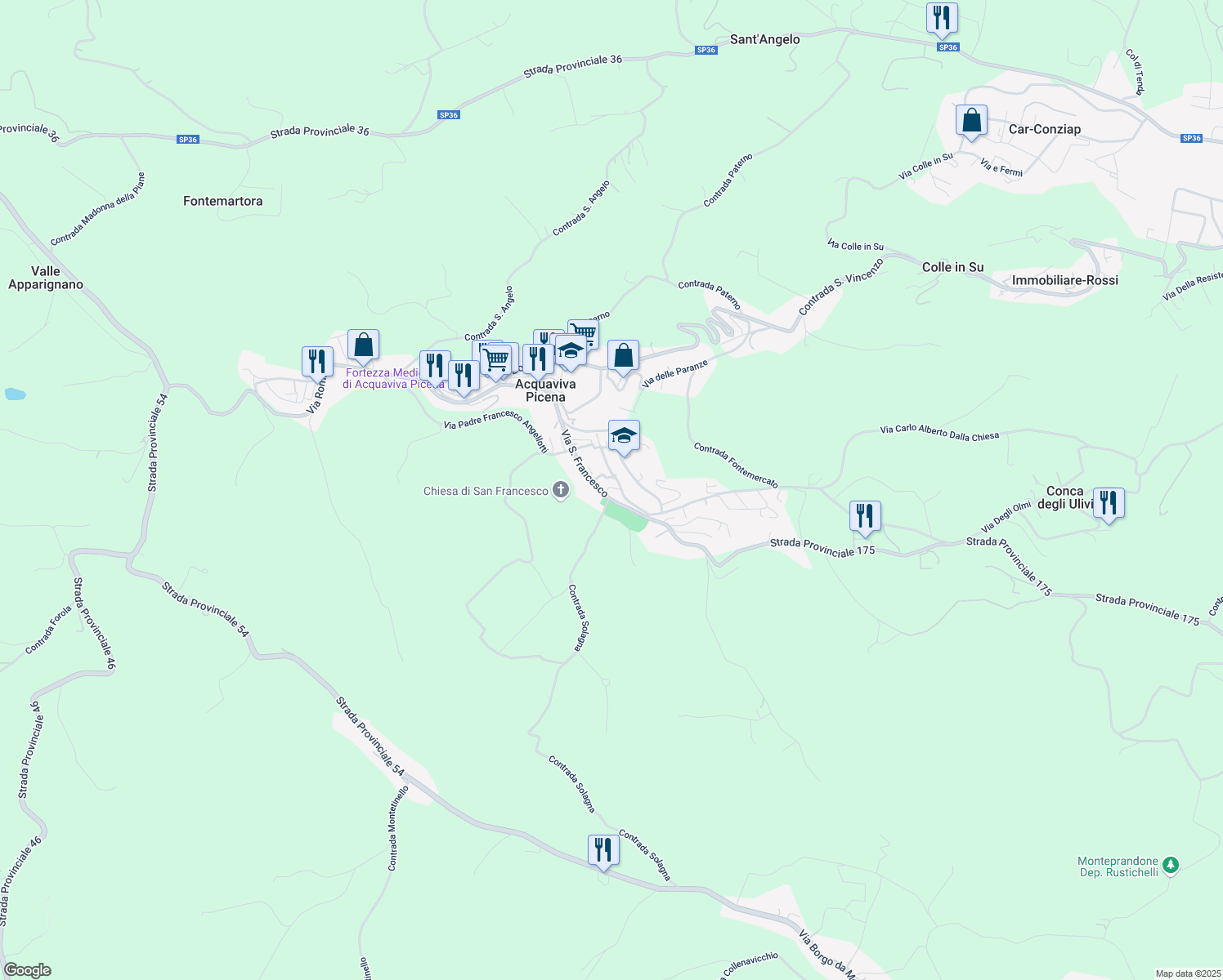 map of restaurants, bars, coffee shops, grocery stores, and more near 10 Via G. Mazzini in Acquaviva Picena