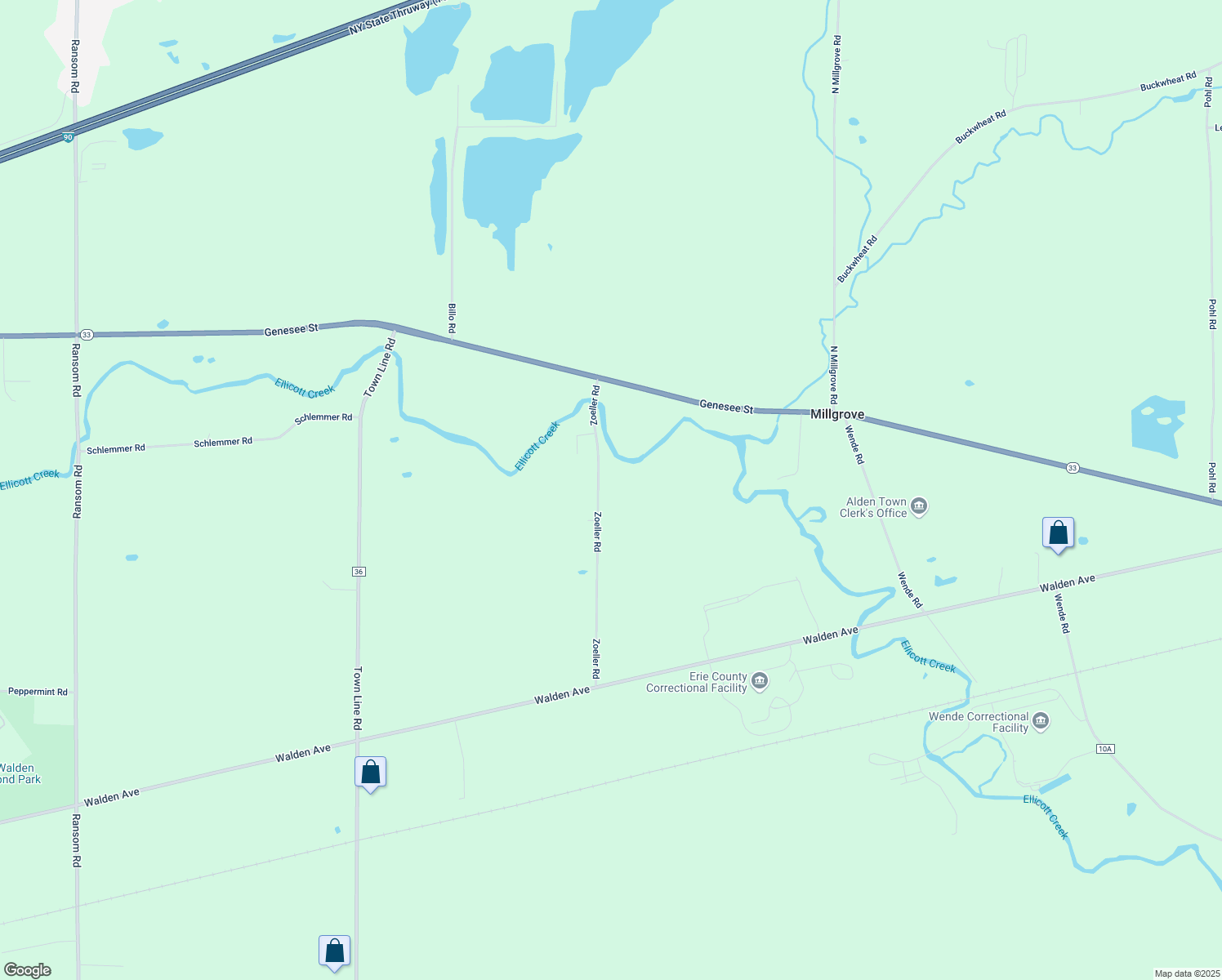 map of restaurants, bars, coffee shops, grocery stores, and more near 3347 Zoeller Rd in Alden