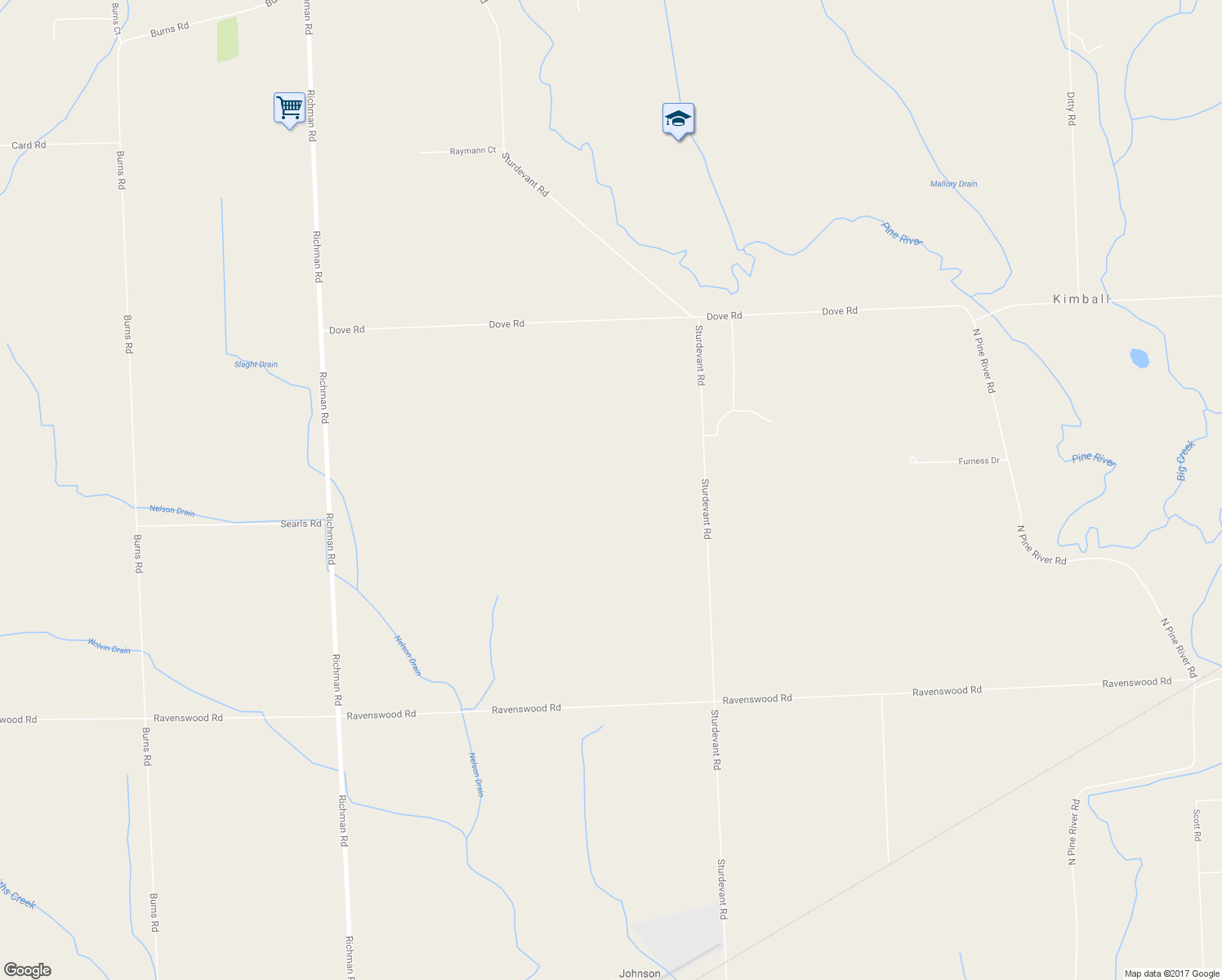 map of restaurants, bars, coffee shops, grocery stores, and more near 1273 Sturdevant Road in Smiths Creek