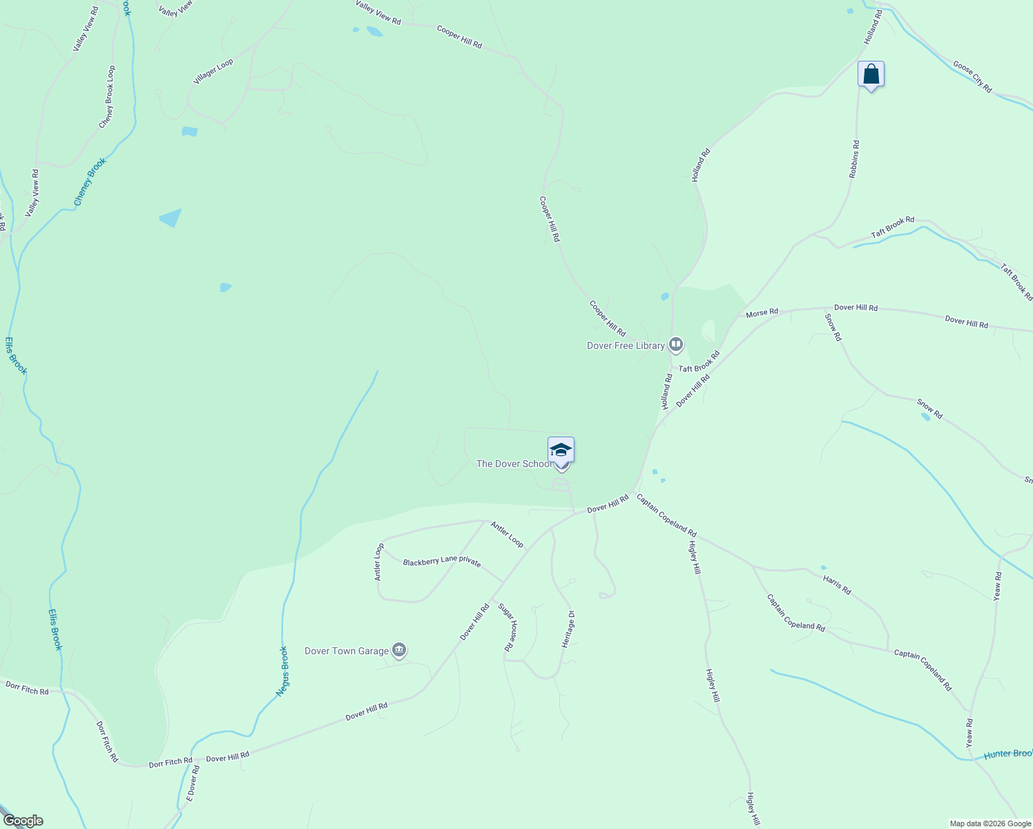 map of restaurants, bars, coffee shops, grocery stores, and more near 67 Woodsman Road in Dover