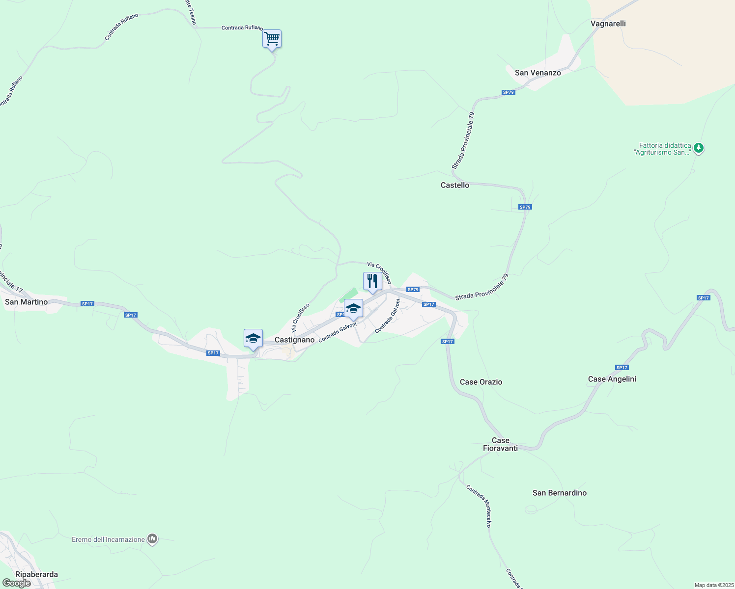 map of restaurants, bars, coffee shops, grocery stores, and more near 193E Via Borgo Garibaldi in Provincia di Ascoli Piceno