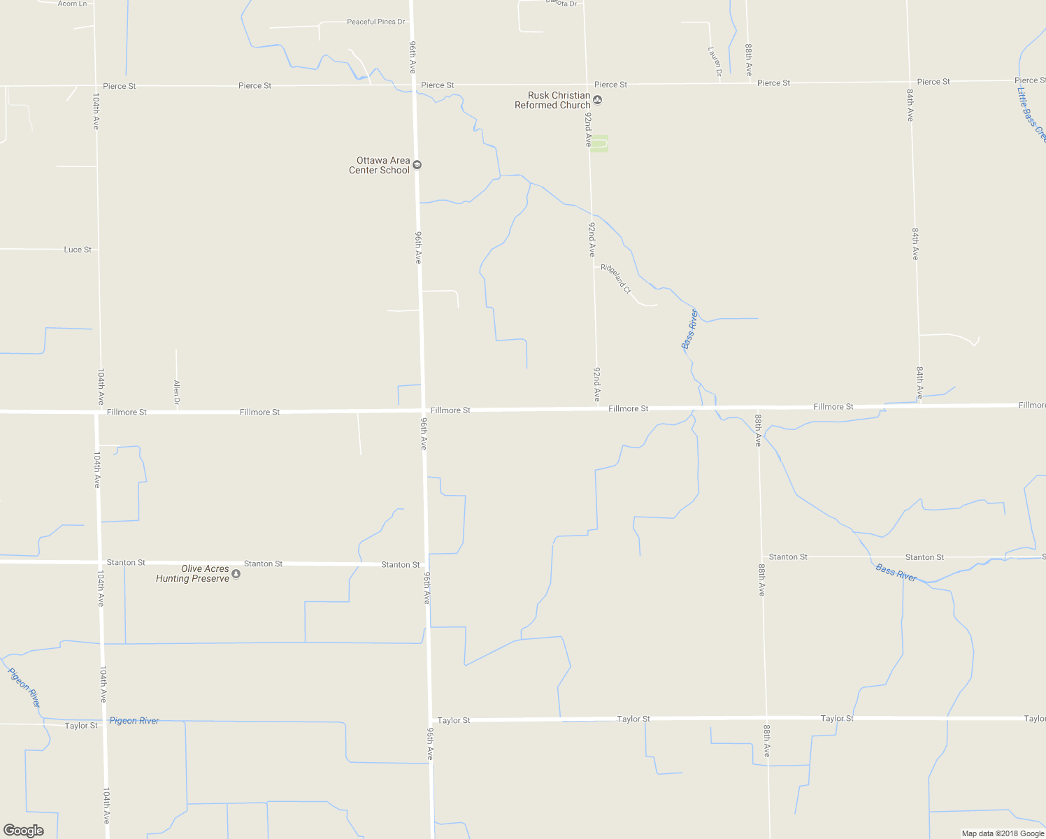 map of restaurants, bars, coffee shops, grocery stores, and more near 9346 Fillmore Street in Zeeland