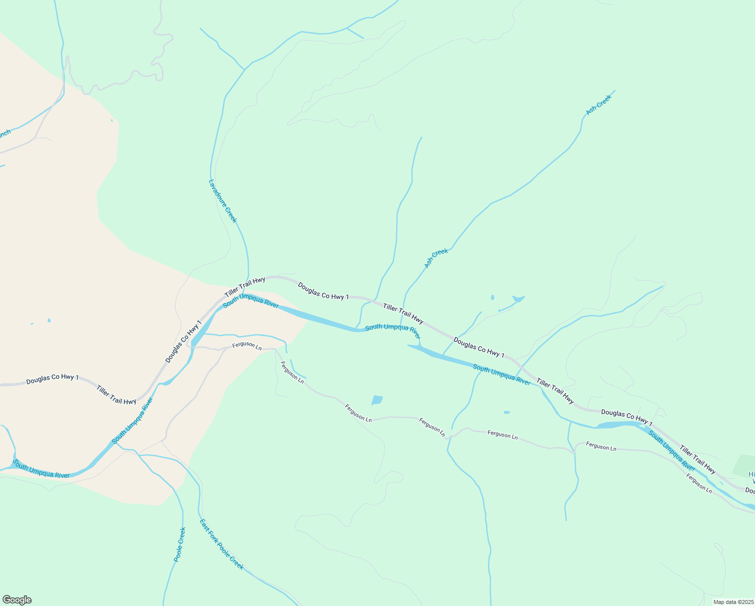 map of restaurants, bars, coffee shops, grocery stores, and more near 18319 Tiller Trail Highway in Days Creek